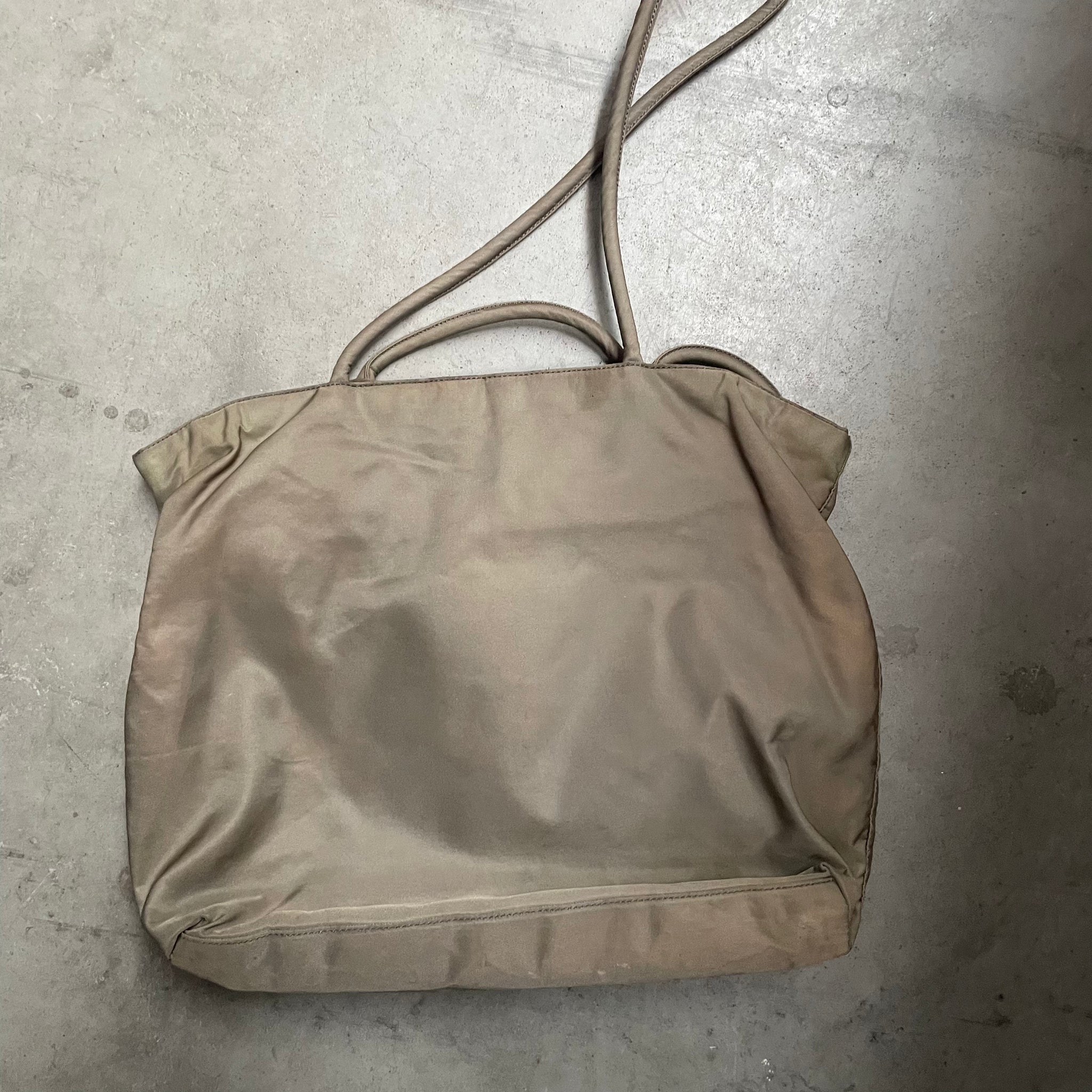 Prada Thin Strap Tote Bag Nylon Khaki