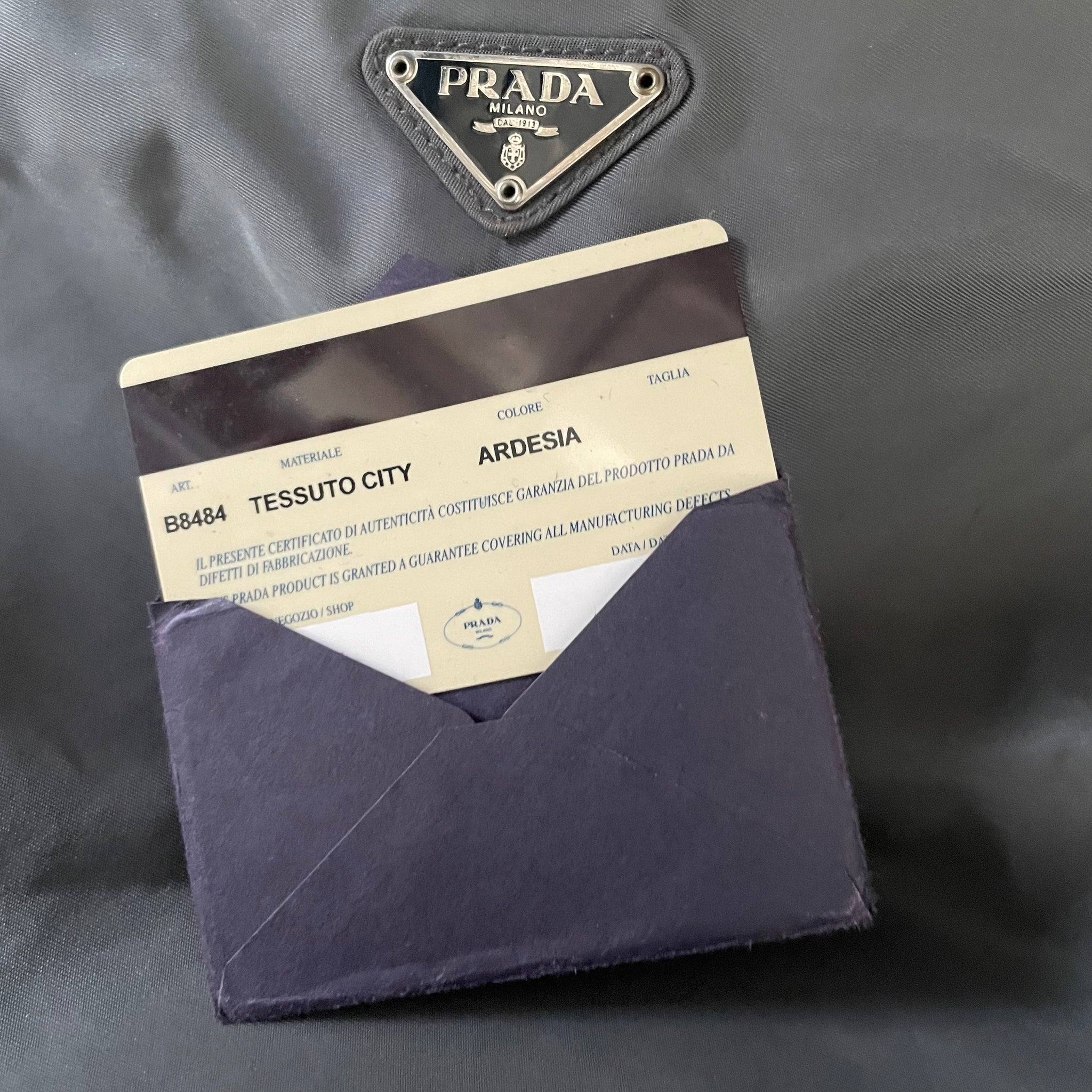 Prada Round Strap Tote Bag Nylon Grey