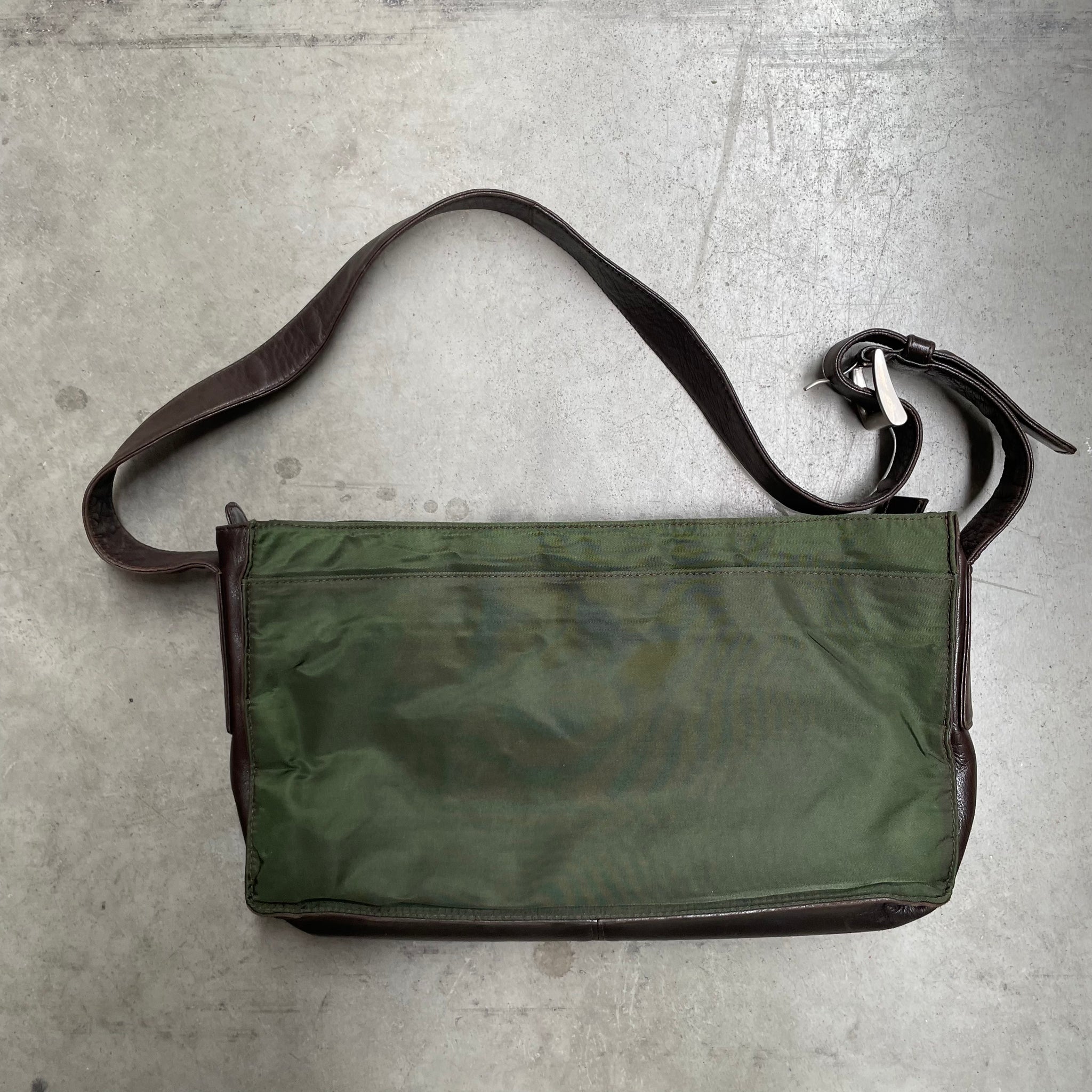 Prada Small Shoulder Bag Nylon with Leather Khaki Green