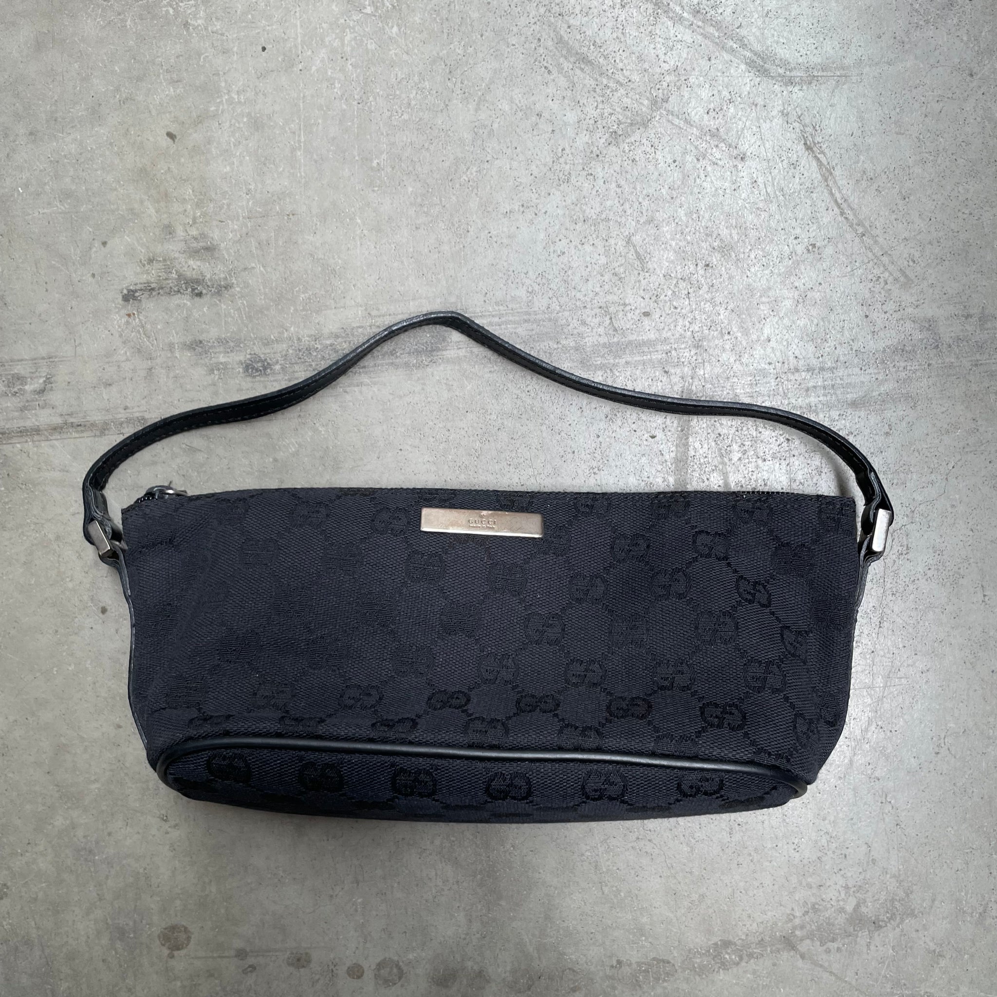 Gucci Boat Pochette Pouch Bag Canvas Black