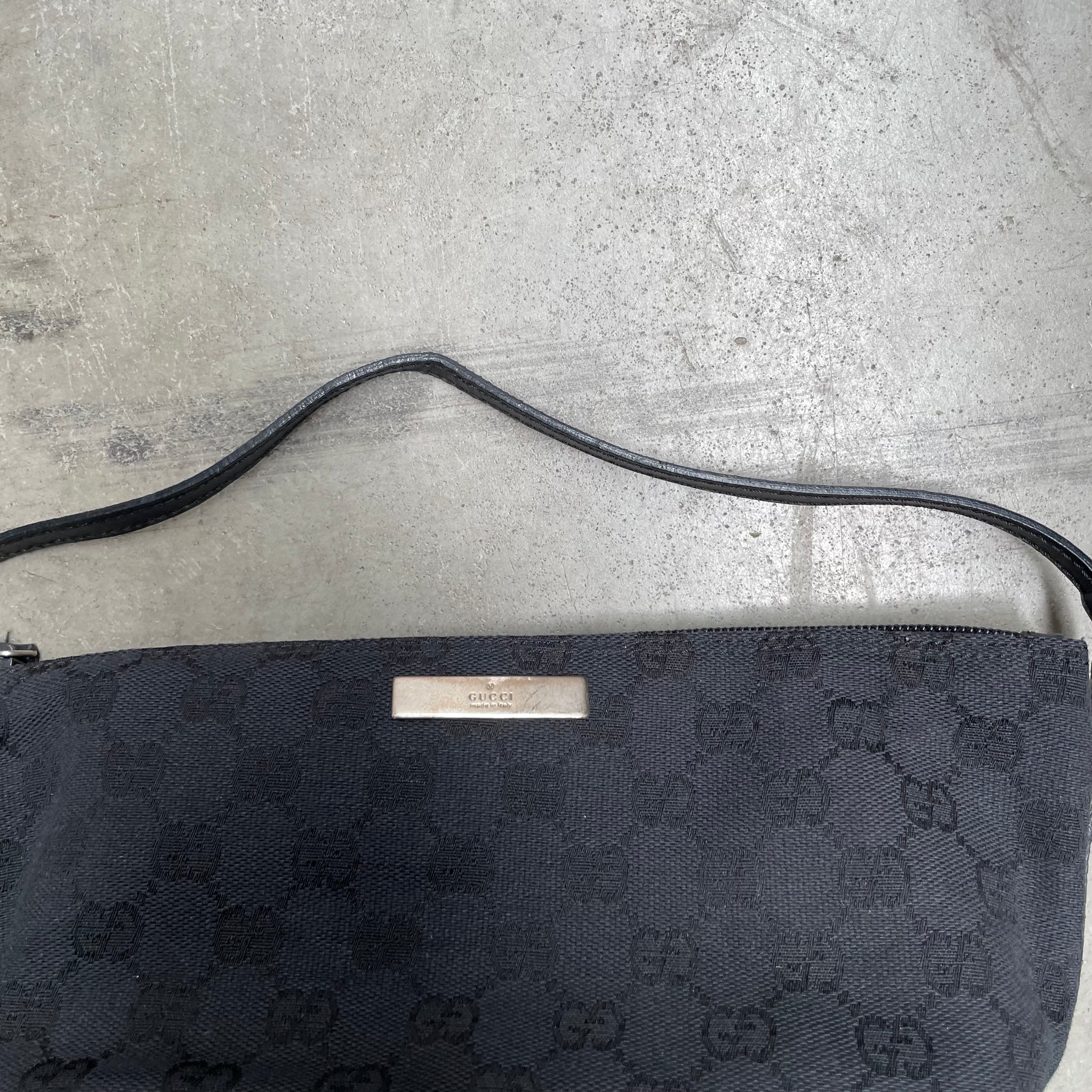Gucci Boat Pochette Pouch Bag Canvas Black