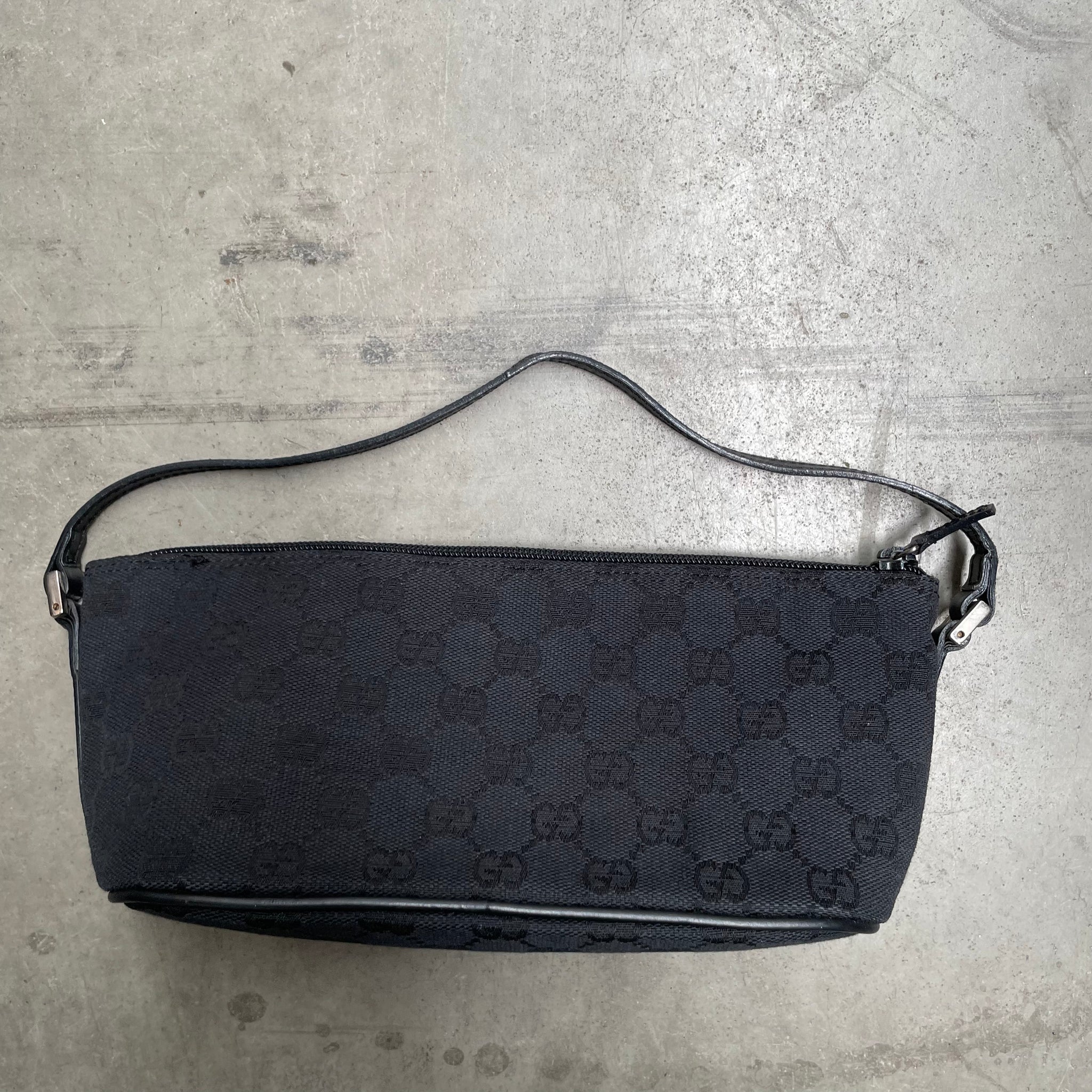 Gucci Boat Pochette Pouch Bag Canvas Black
