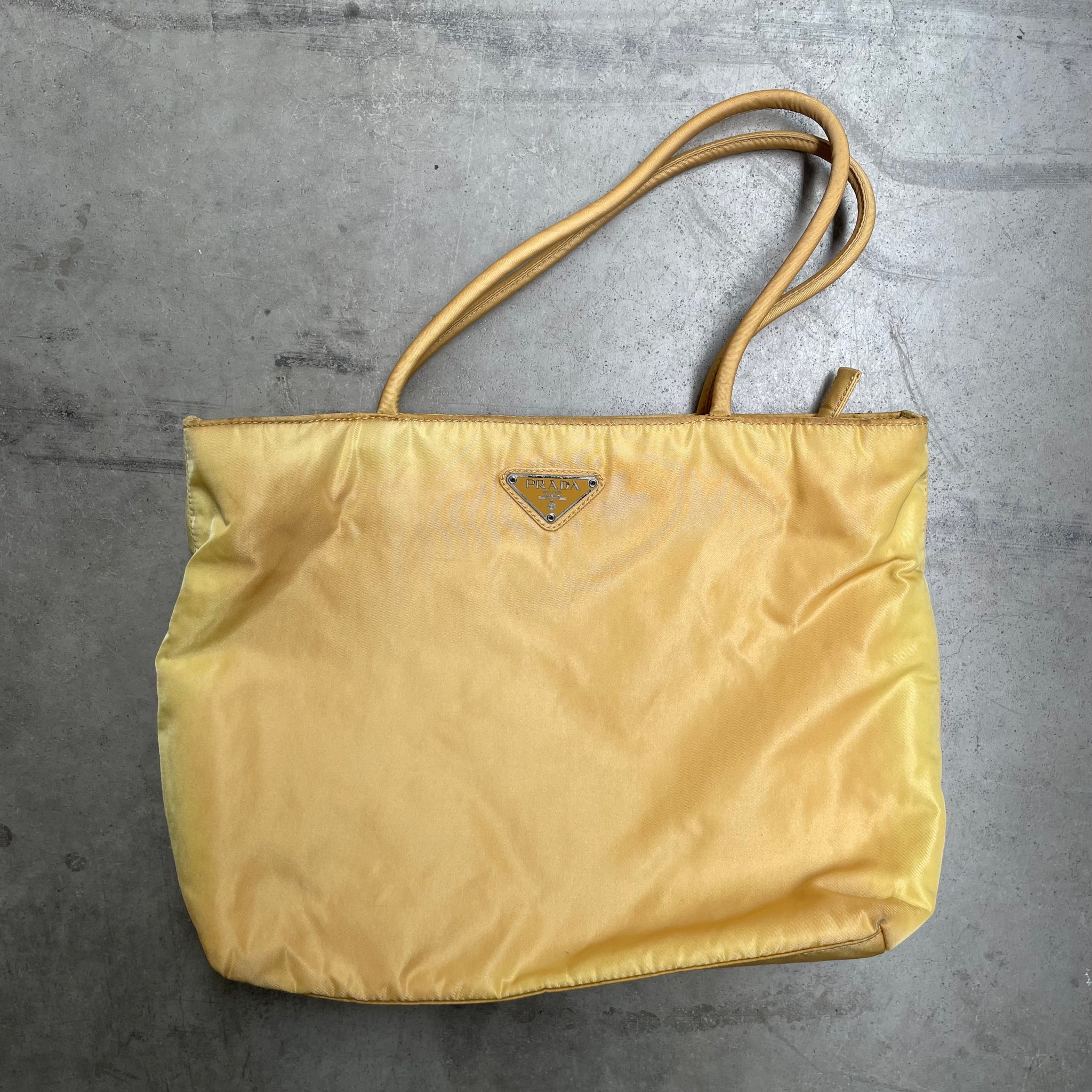 Prada Short Strap Tote Bag Nylon Yellow