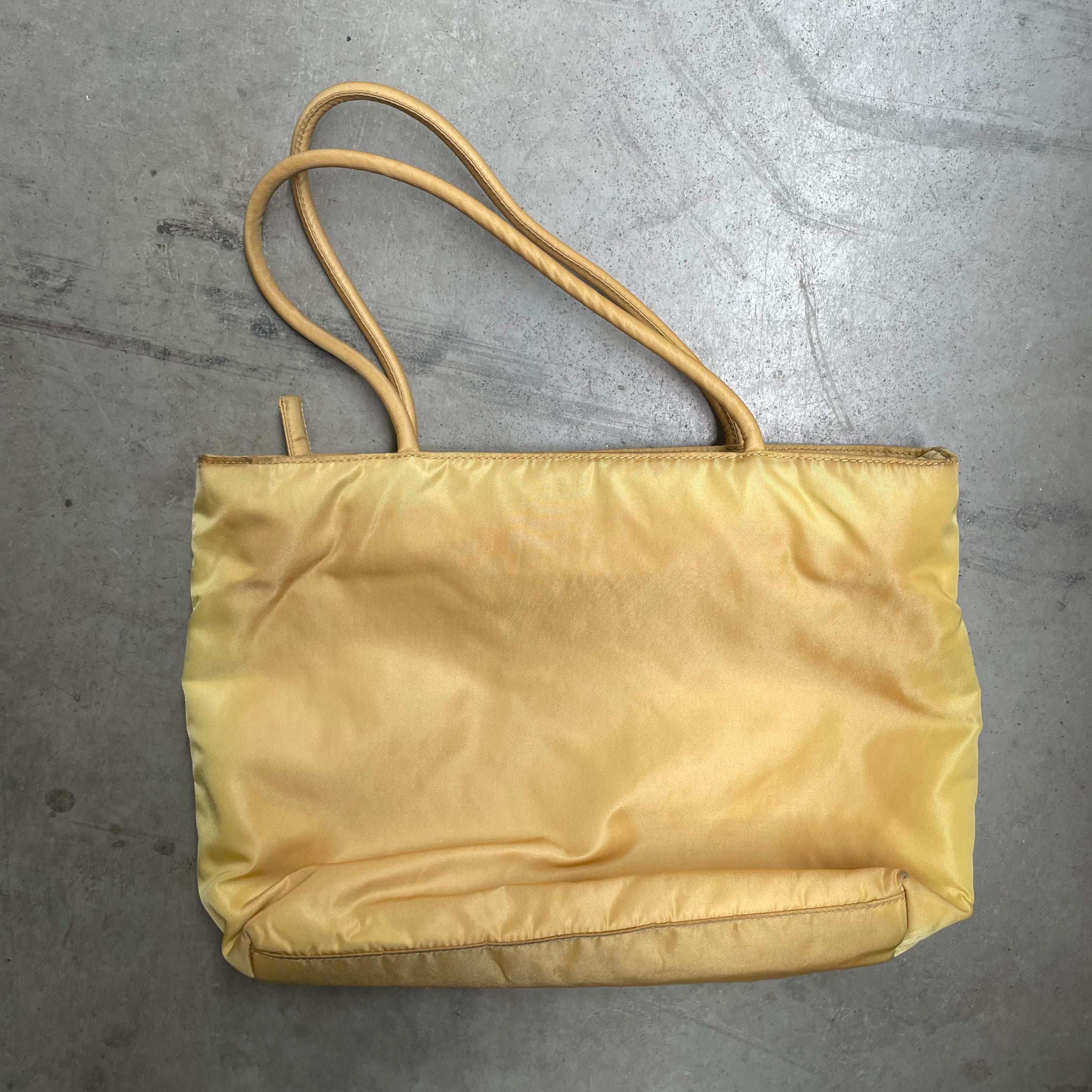 Prada Short Strap Tote Bag Nylon Yellow