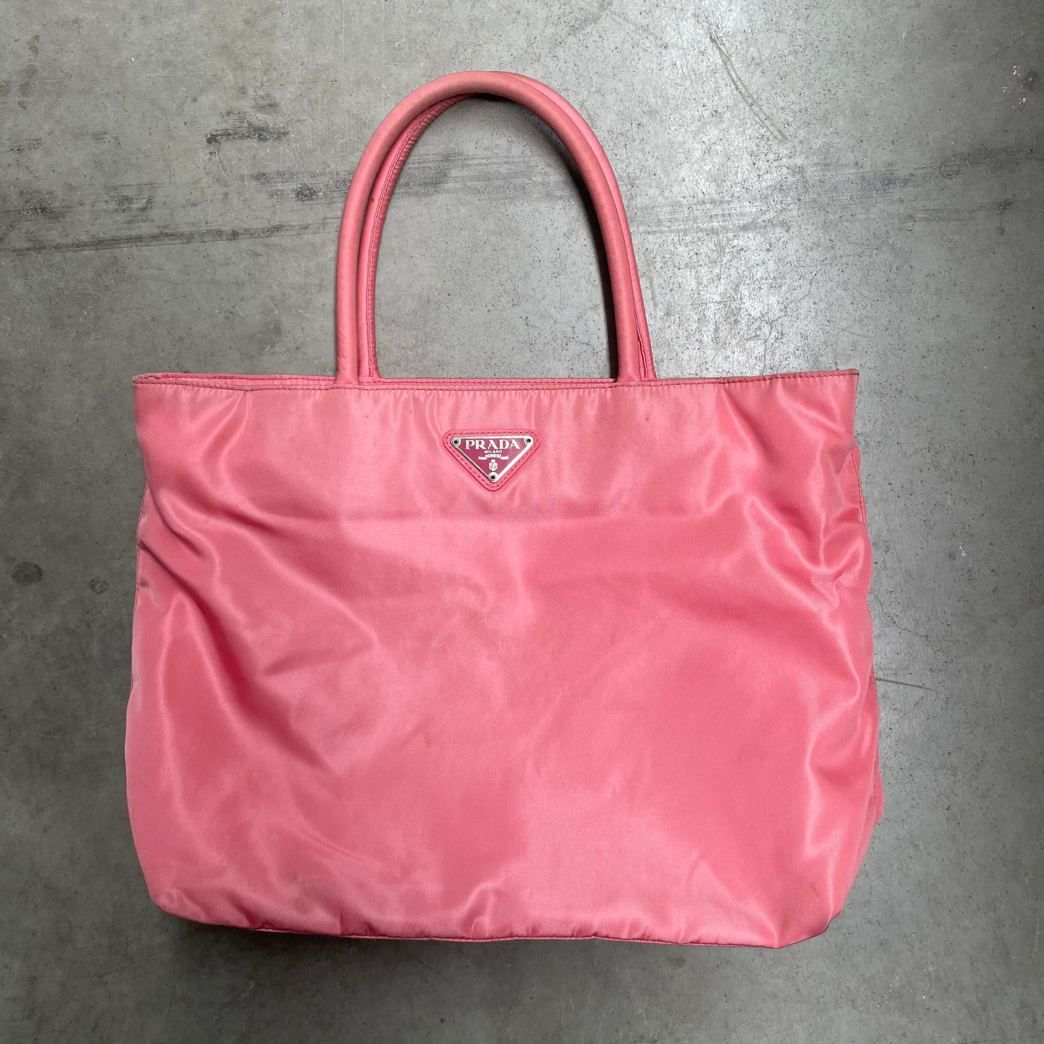 Prada Short Strap Tote Bag Nylon Pink