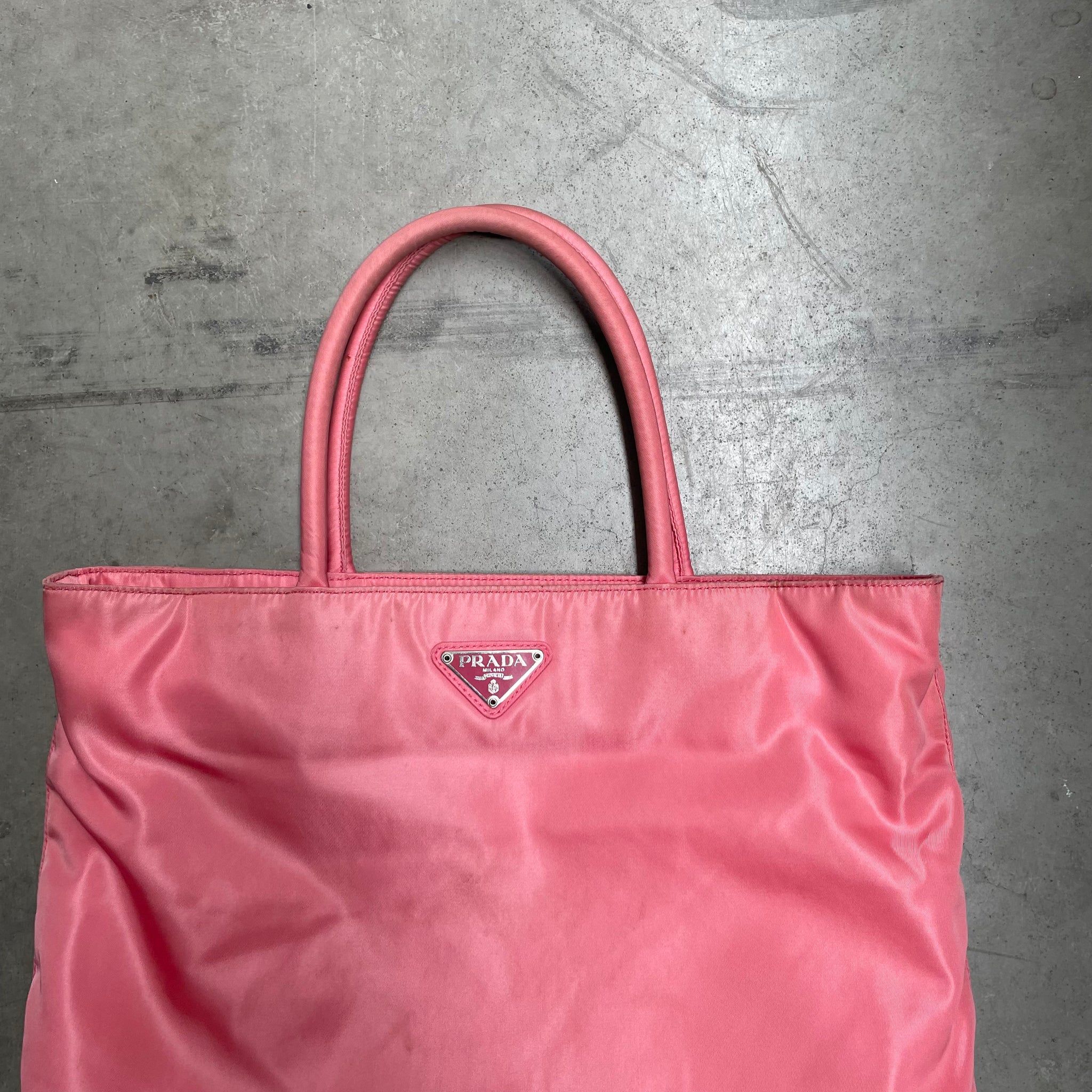 Prada Short Strap Tote Bag Nylon Pink