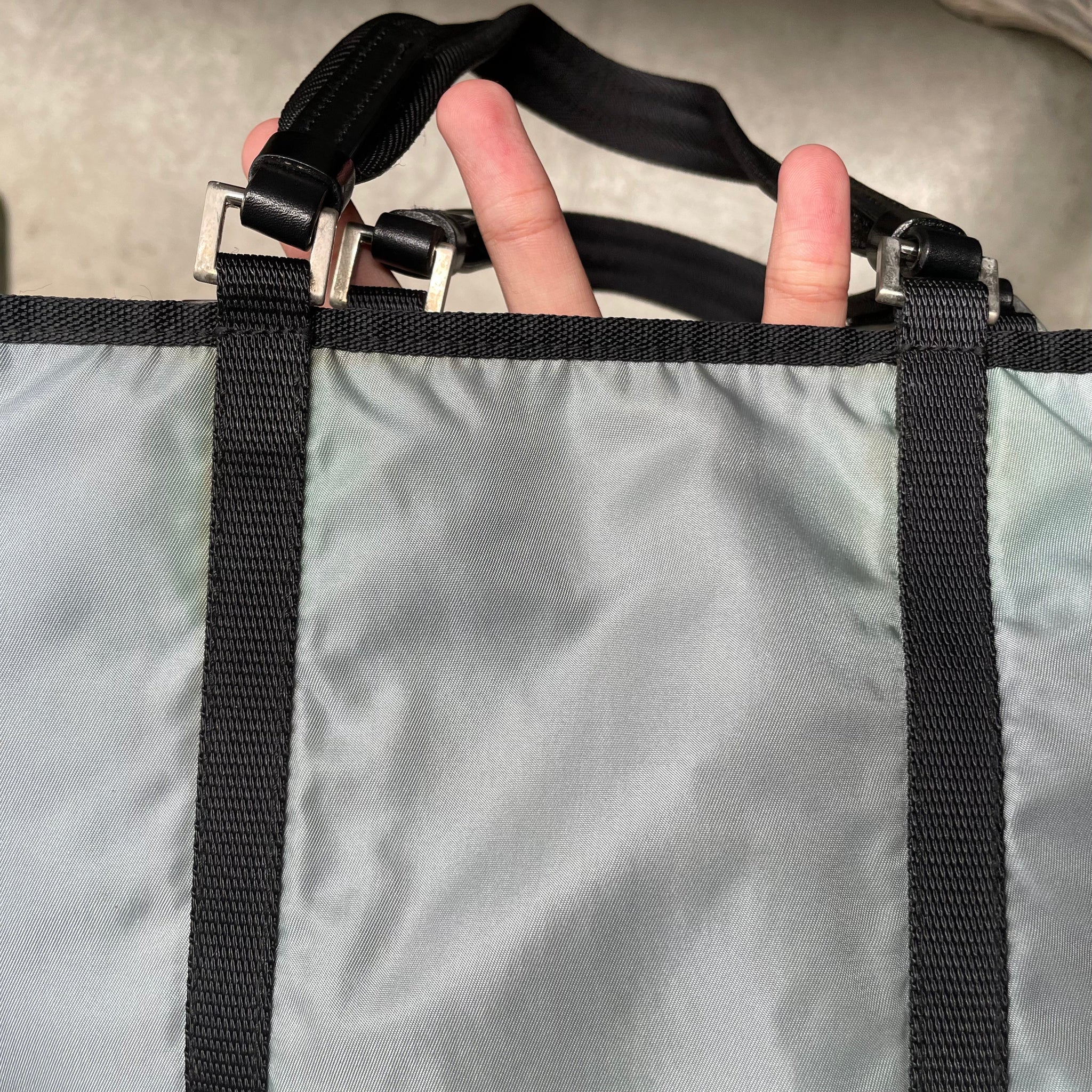 Prada Side Logo Tote Bag with Pouch Blue