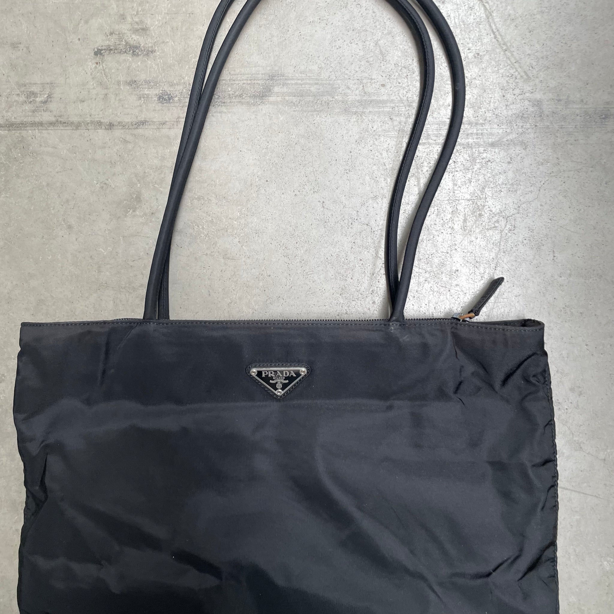 Prada Long Strap Tote Bag Black