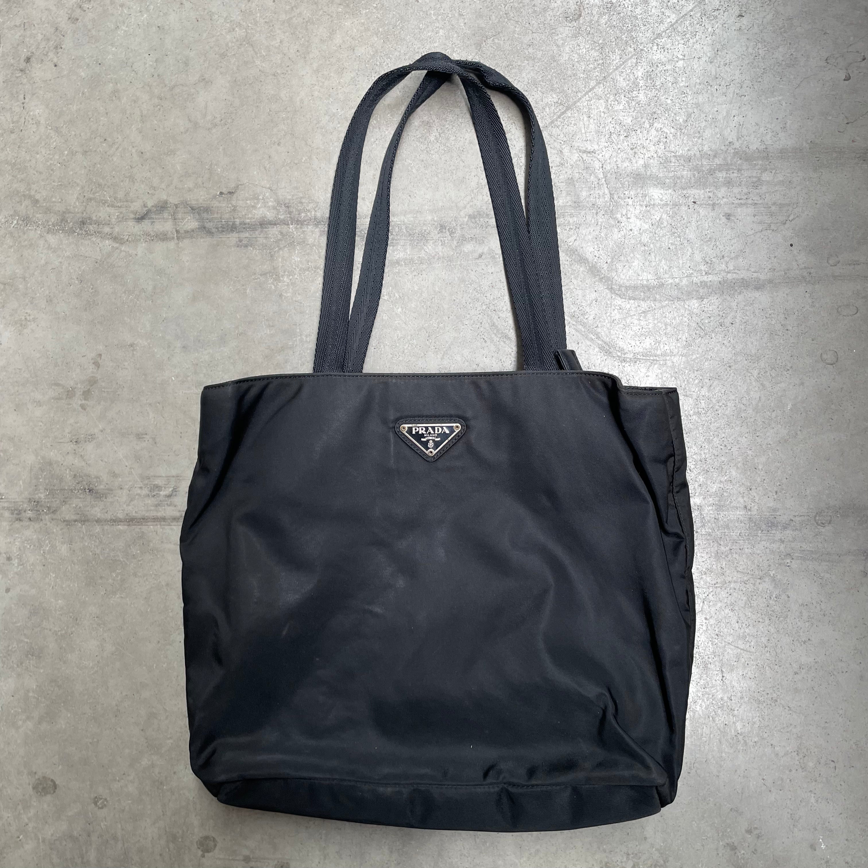 Prada Fabric Strap Bag with Back Zip Black