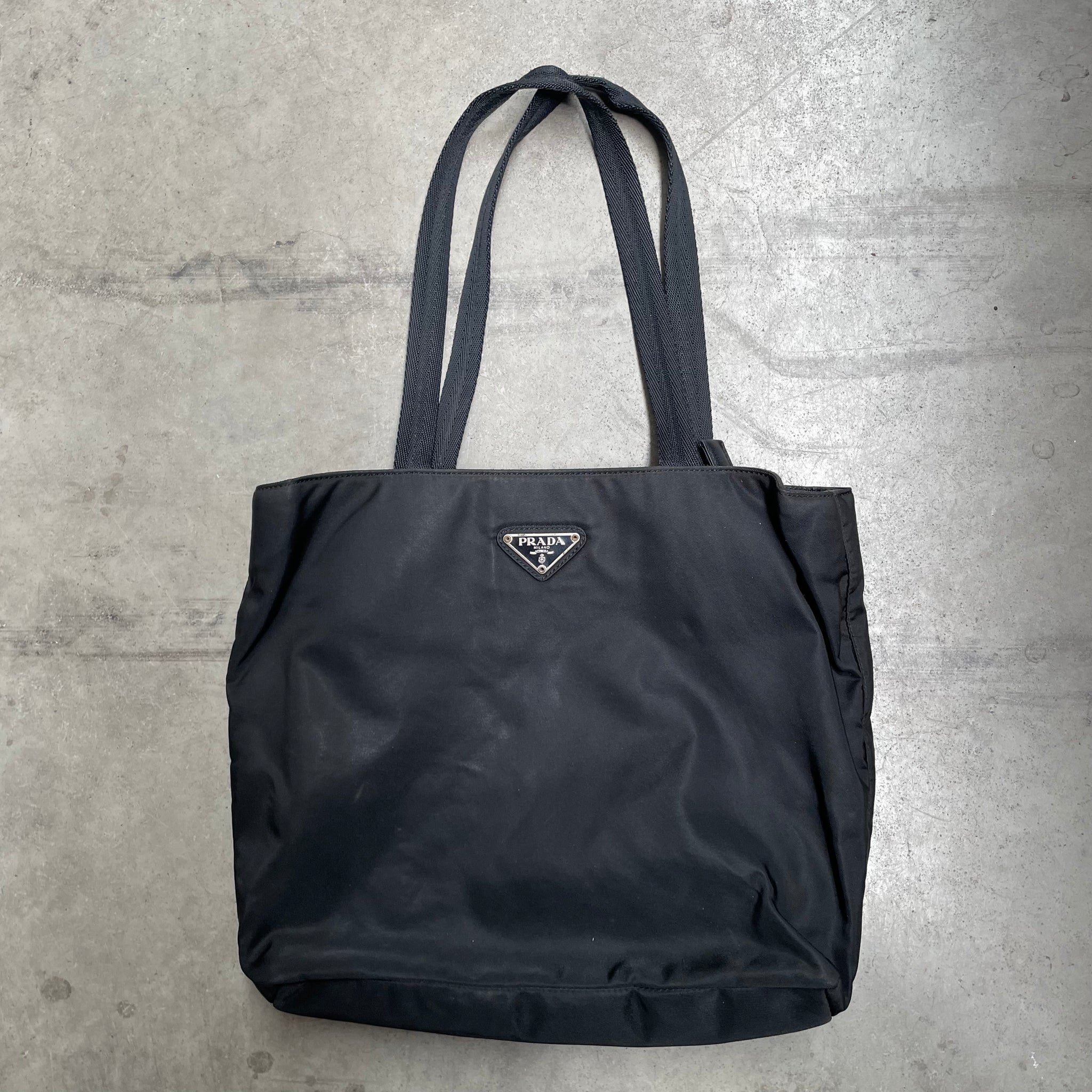 Prada Fabric Strap Bag with Back Zip Black