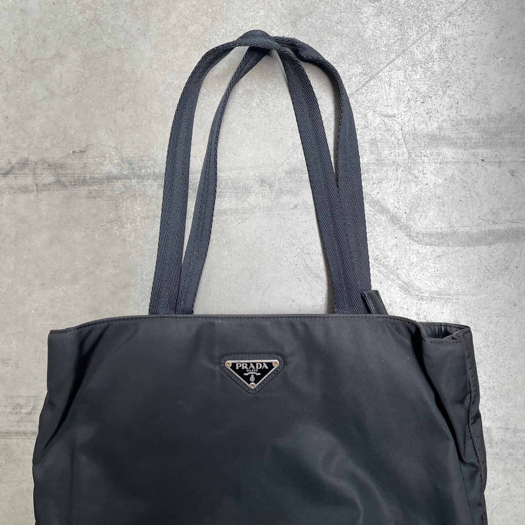 Prada Fabric Strap Bag with Back Zip Black