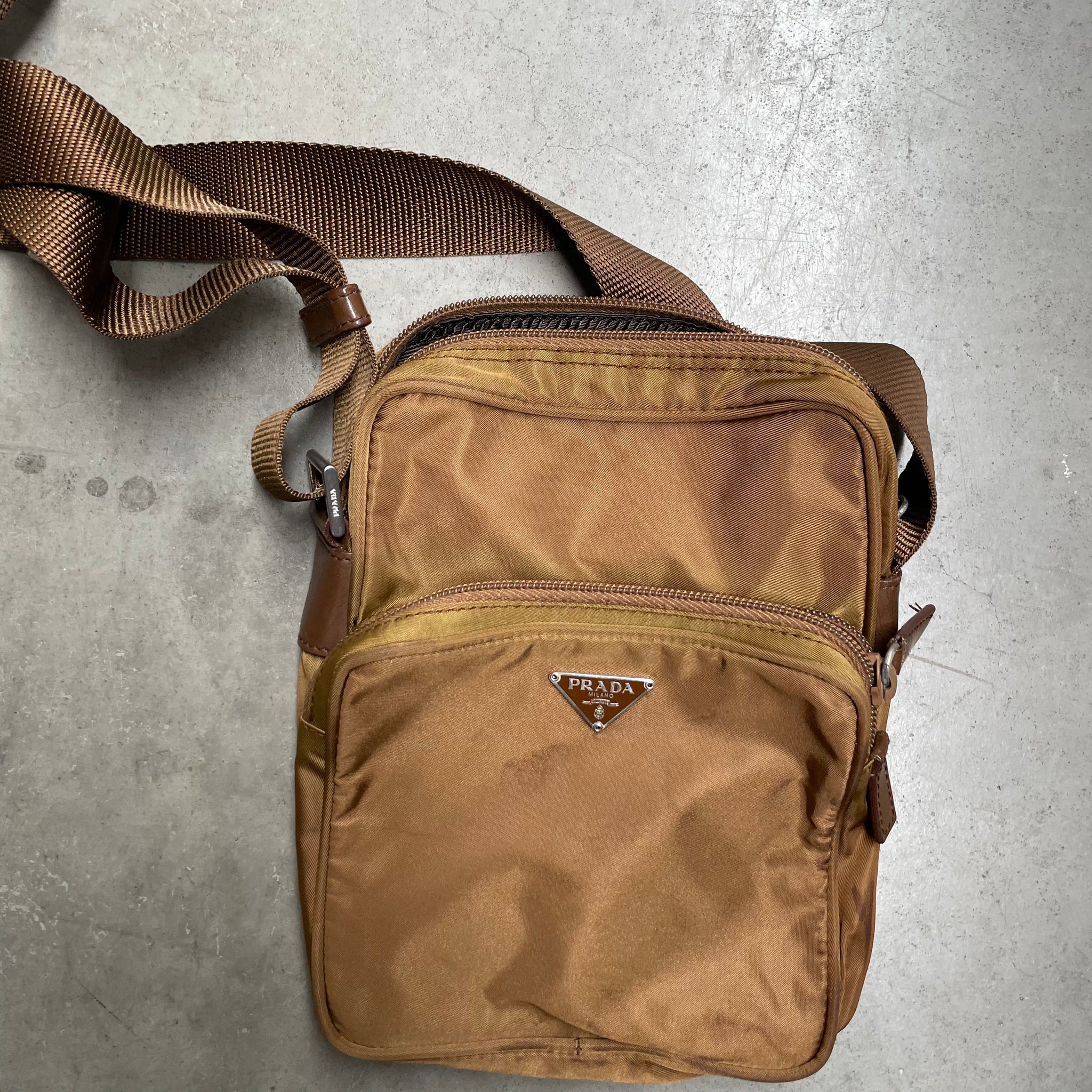 Prada Camera Crossbody Bag Nylon Brown