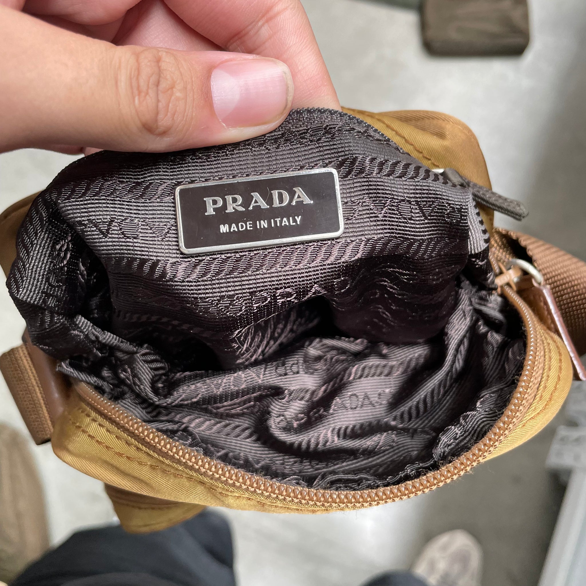 Prada Camera Crossbody Bag Nylon Brown