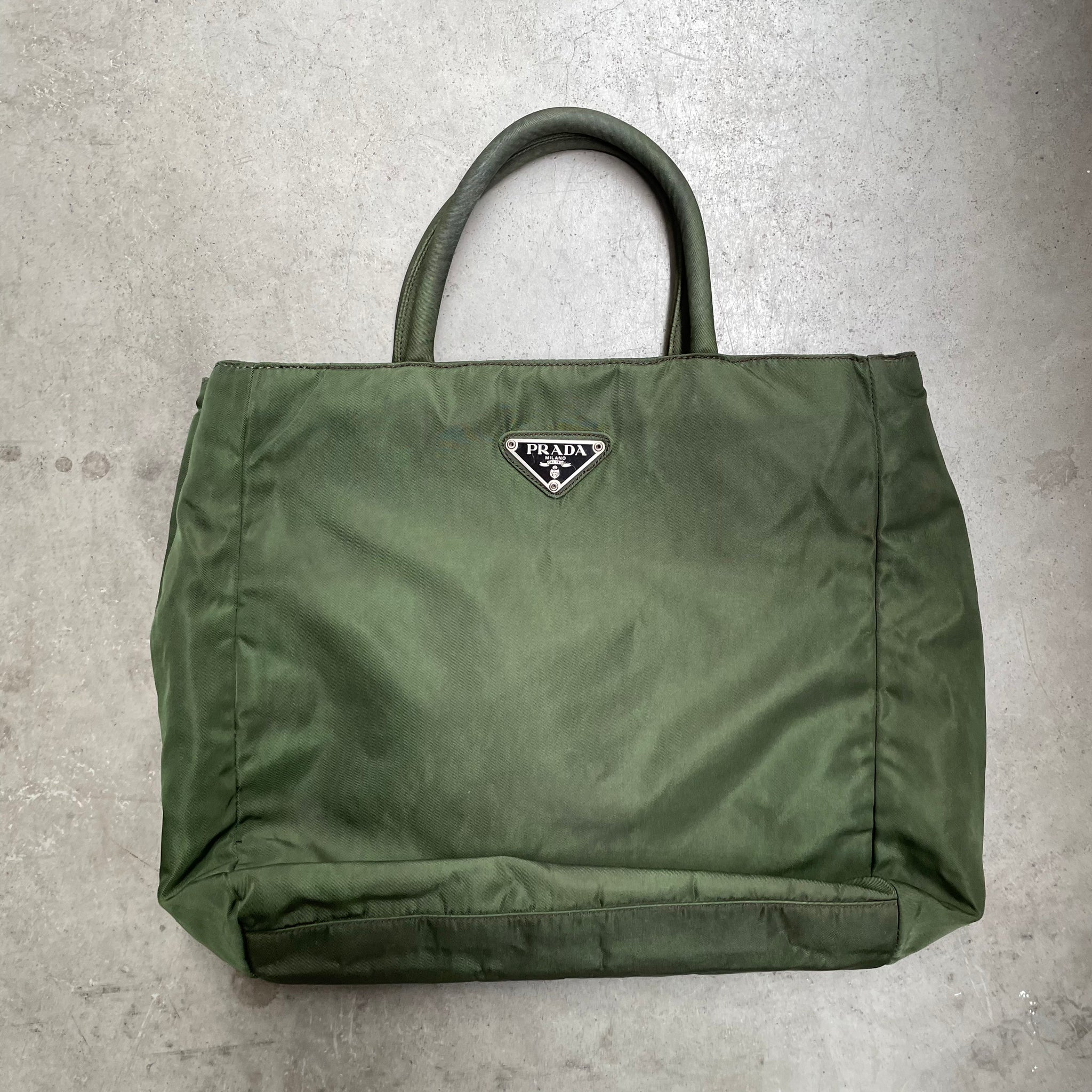 Prada Short Handle Bag Nylon Khaki Green