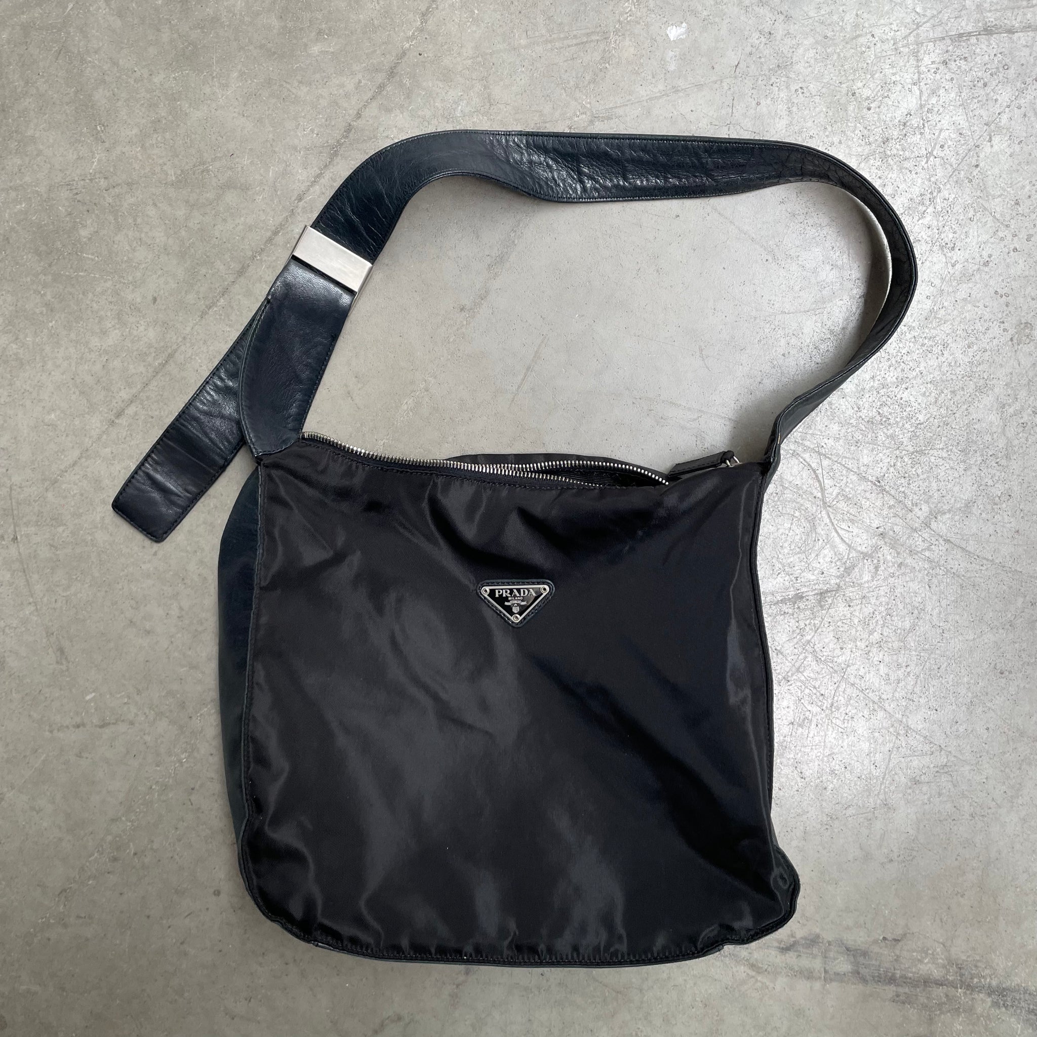 Prada Leather Strap  Bag Nylon Black