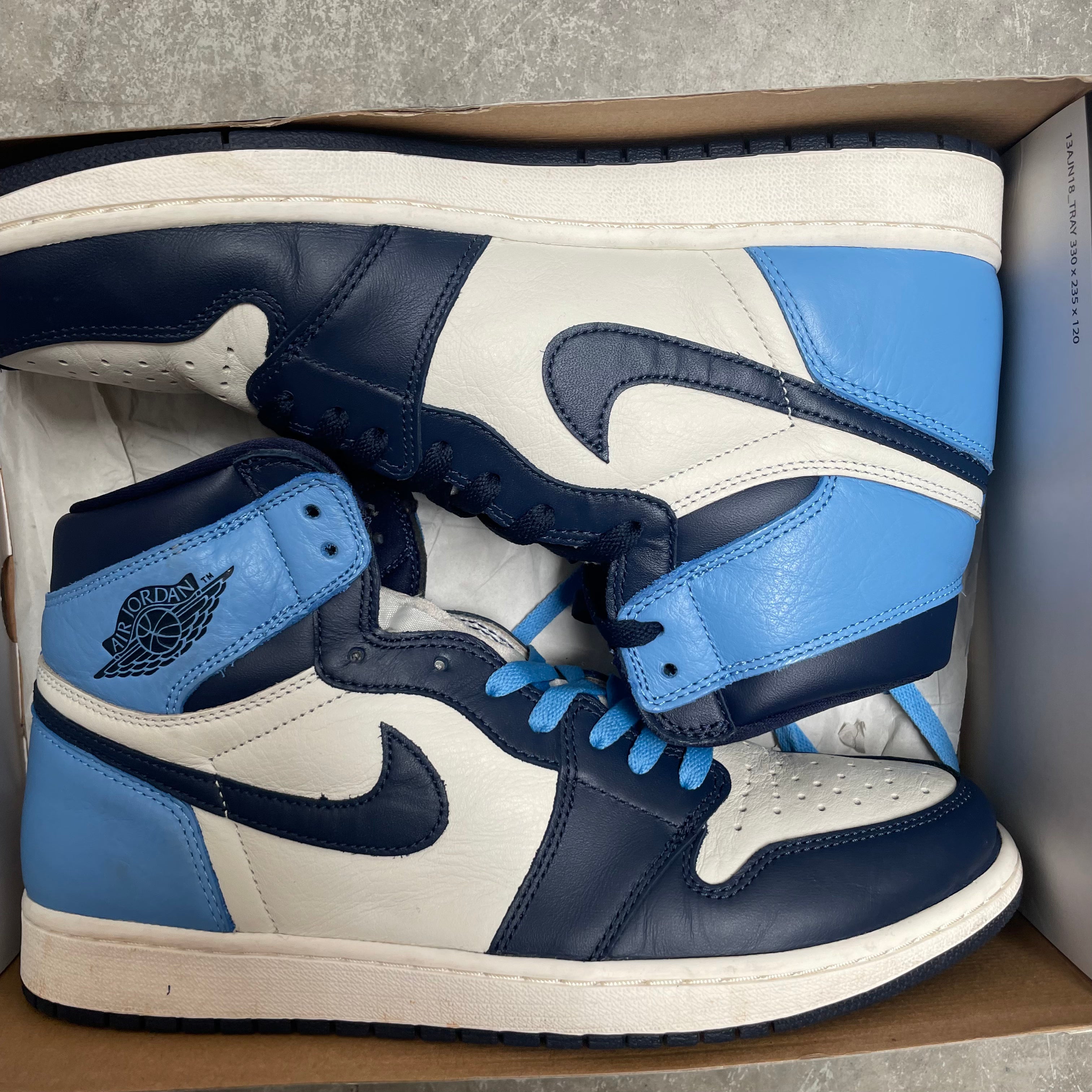 Jordan 1 Retro High Obsidian UNC US12 – Curated by Charbel