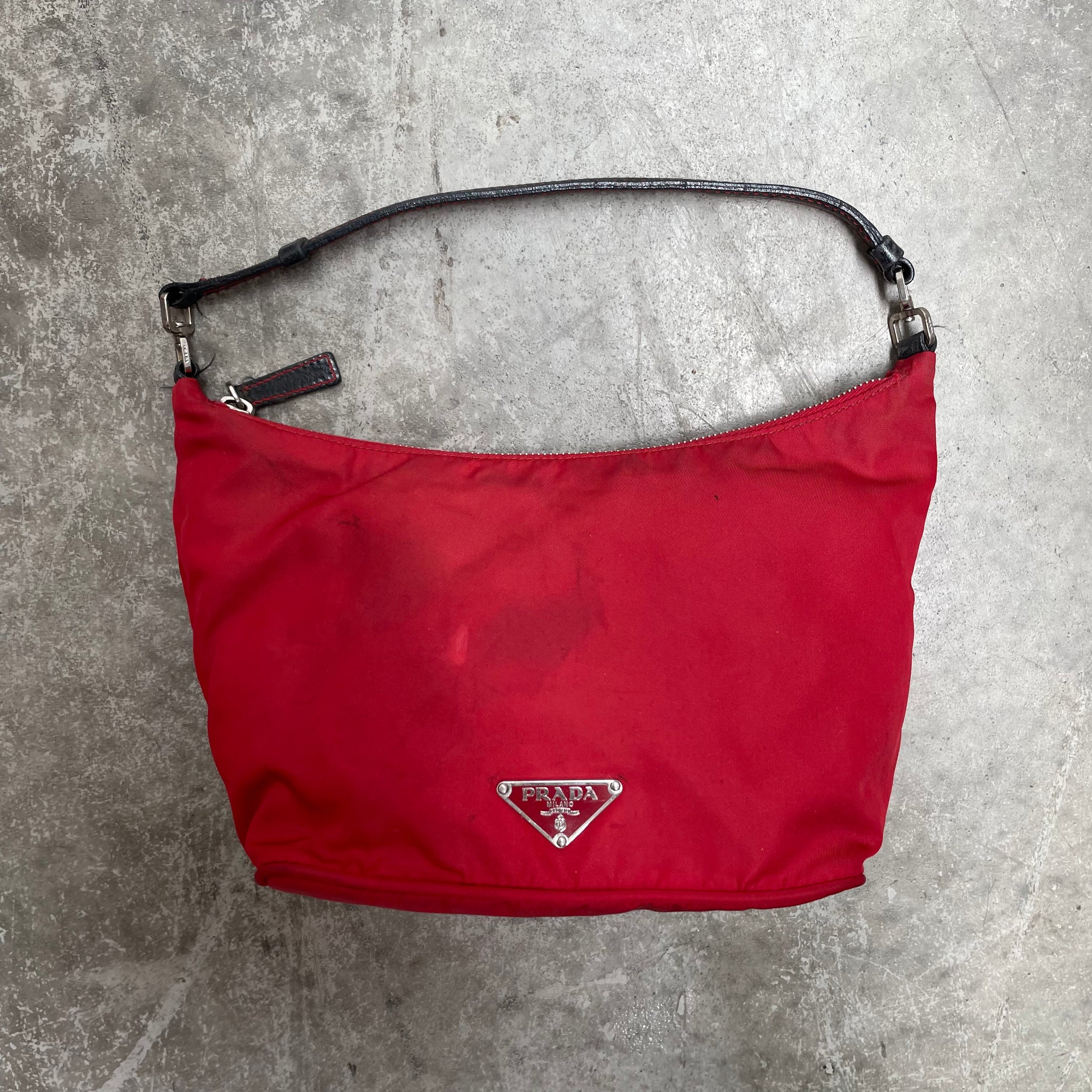 Prada Red Shoulder Bag with Black Strap
