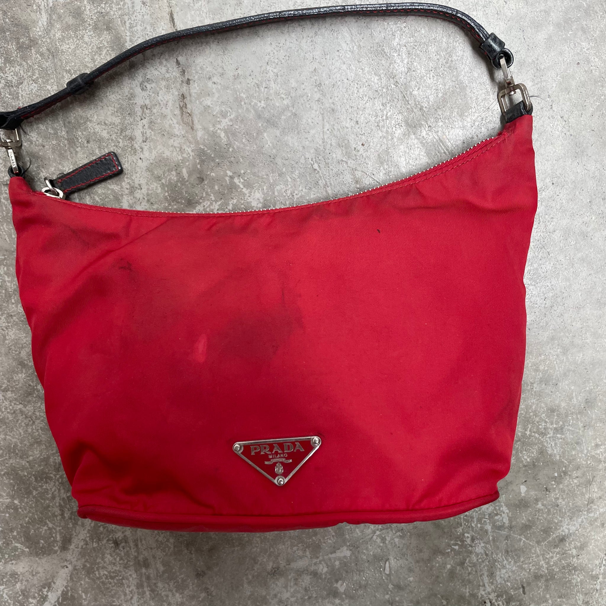 Prada Red Shoulder Bag with Black Strap