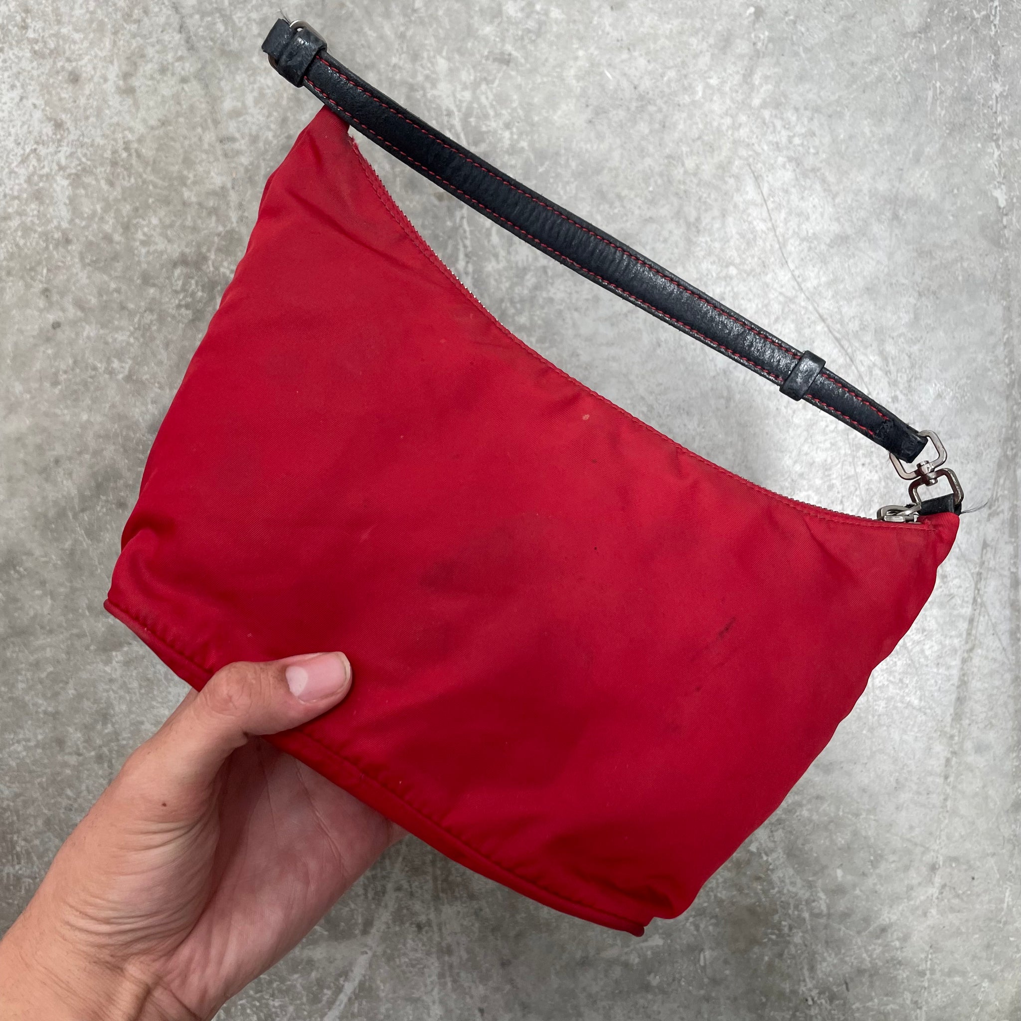 Prada Red Shoulder Bag with Black Strap