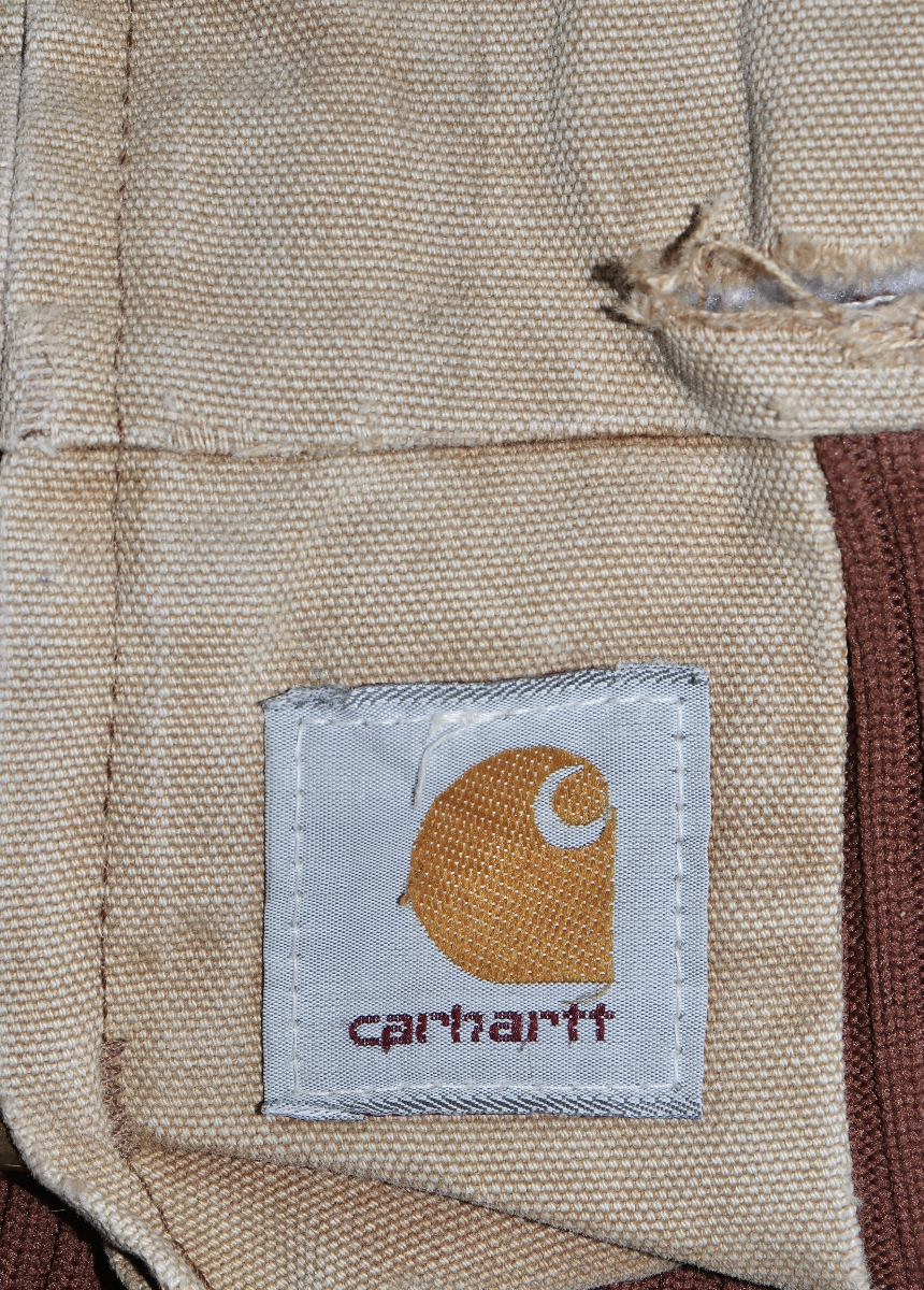 Vintage Carhartt Quilted Corduroy Thick Trucker Light Brown Jacket Size L