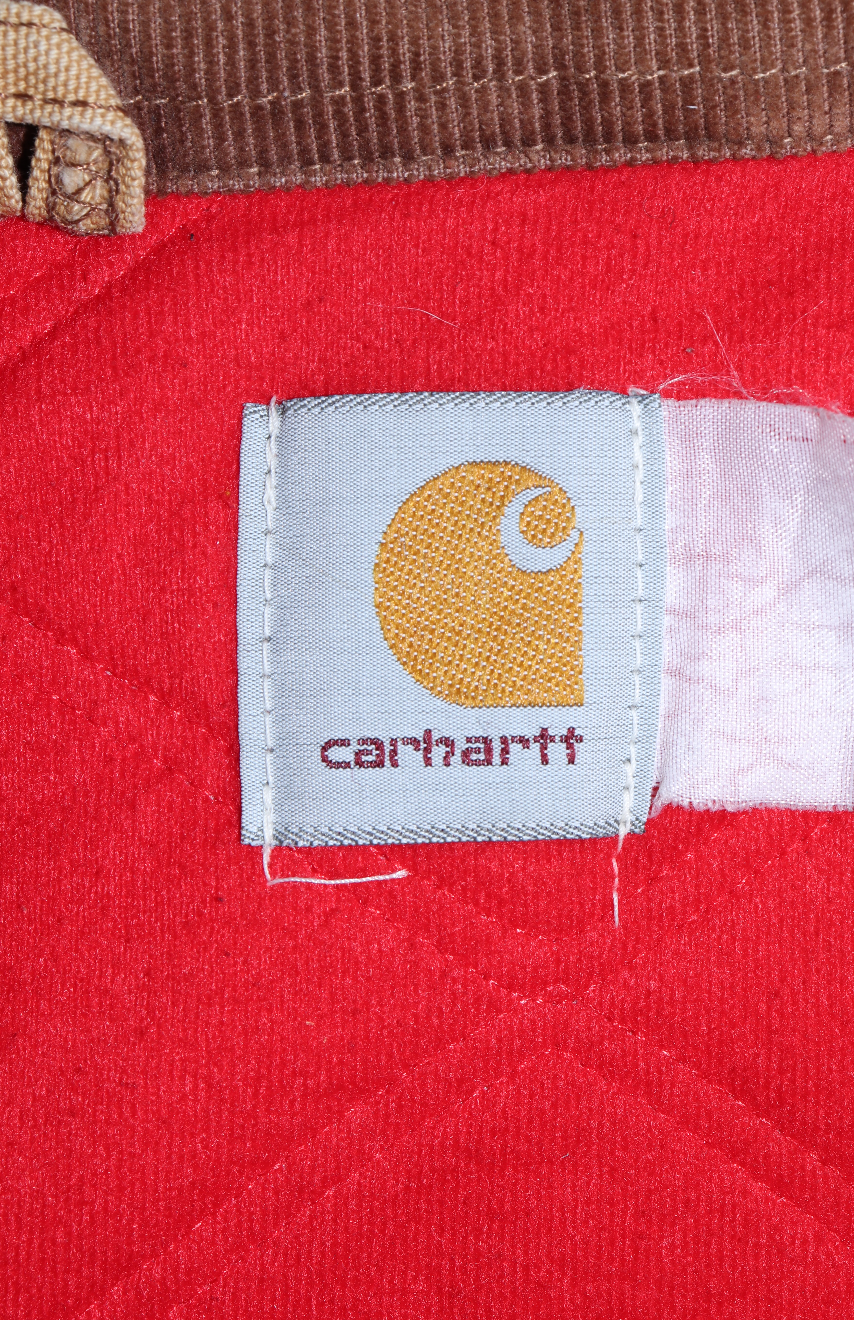 Vintage Carhartt Quilted Corduroy Thick Trucker Light Brown Jacket Size L
