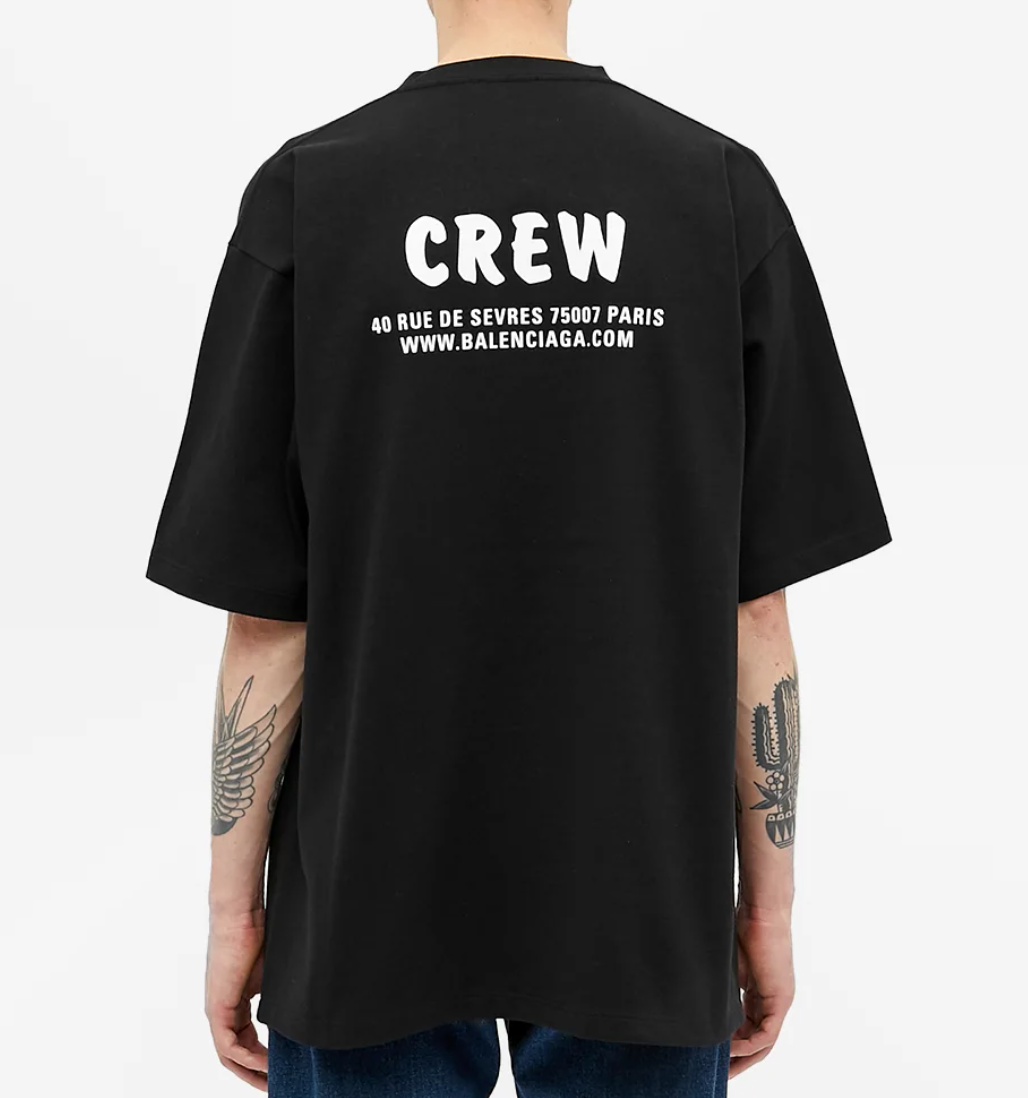 Balenciaga Crew Print Black Oversized T-shirt (Fits L)