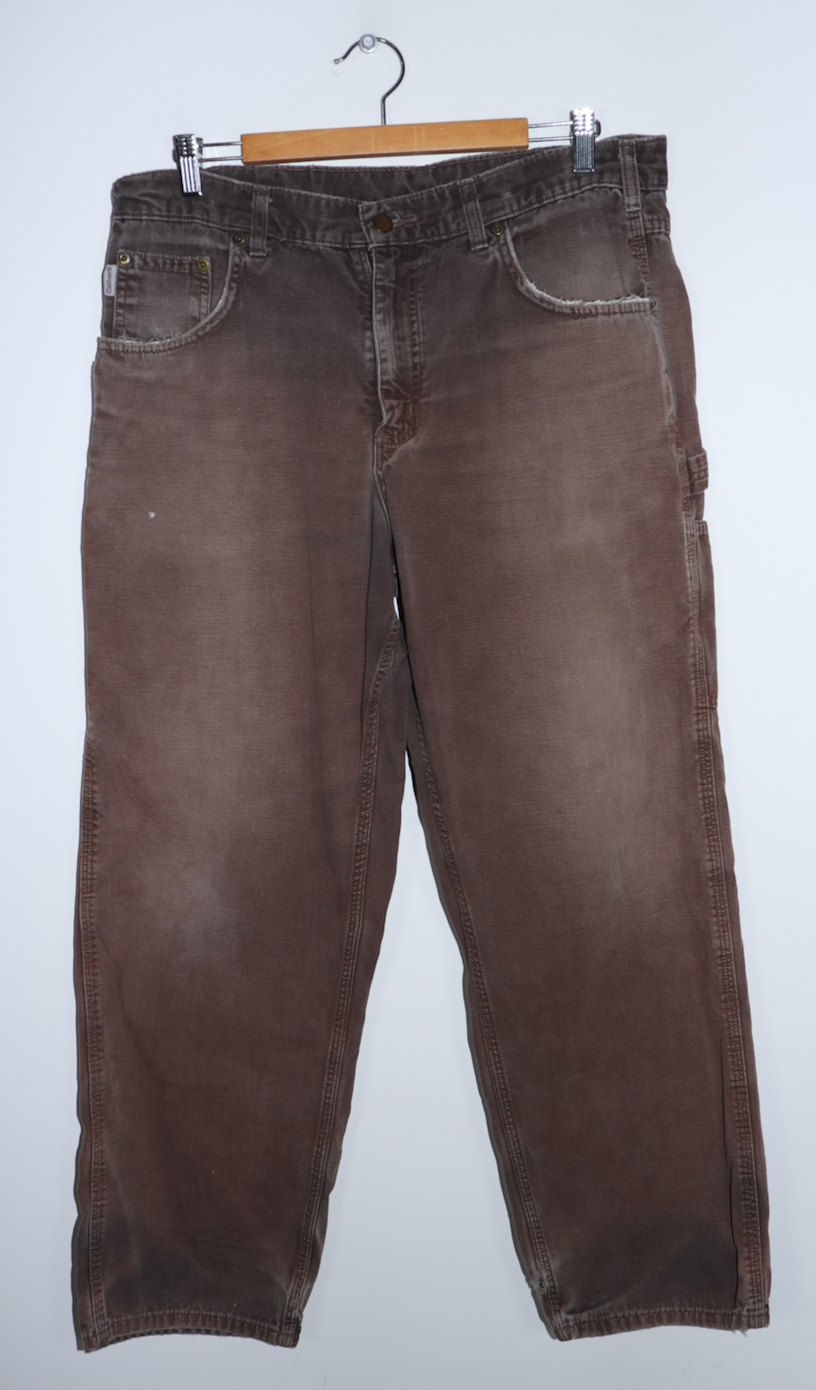 Vintage Carhartt Faded Chocolate Brown Carpenter Pants 36 X 30