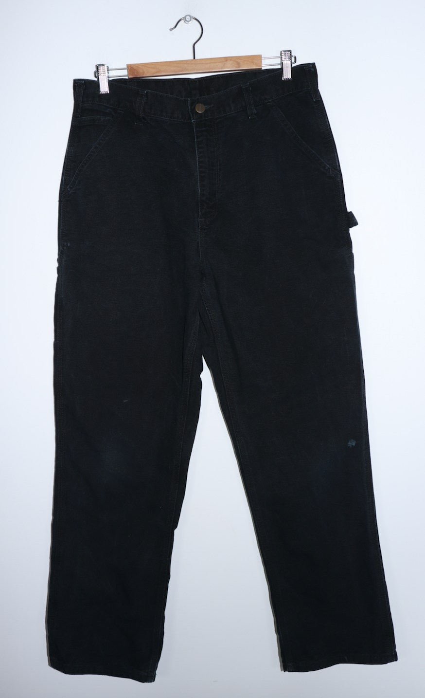 Vintage Carhartt Black Thick Carpenter Pants fits a 32-34