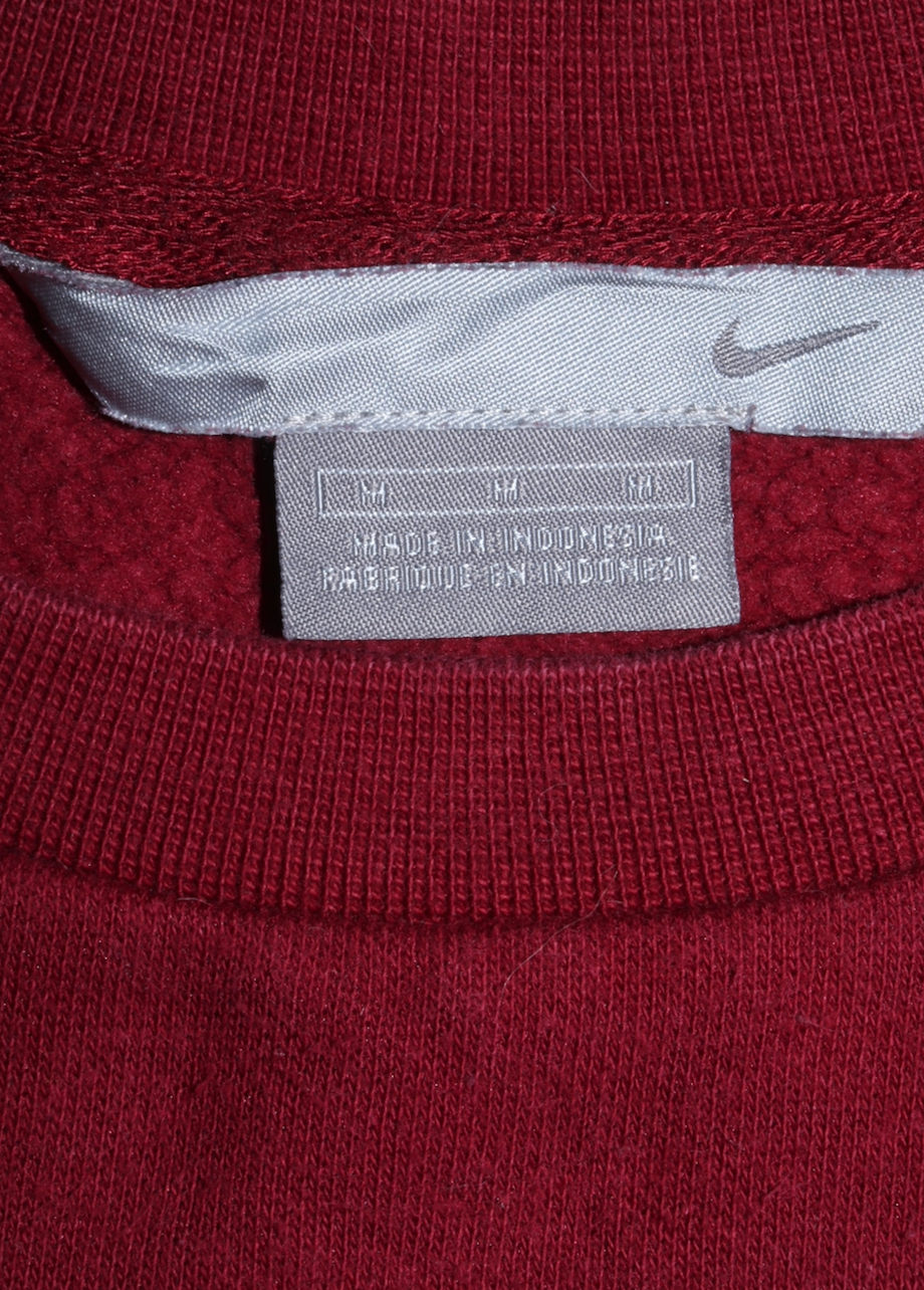 Vintage Nike Embroidered Metallic Mini Swoosh Dark Maroon Sweatshirt Size: M