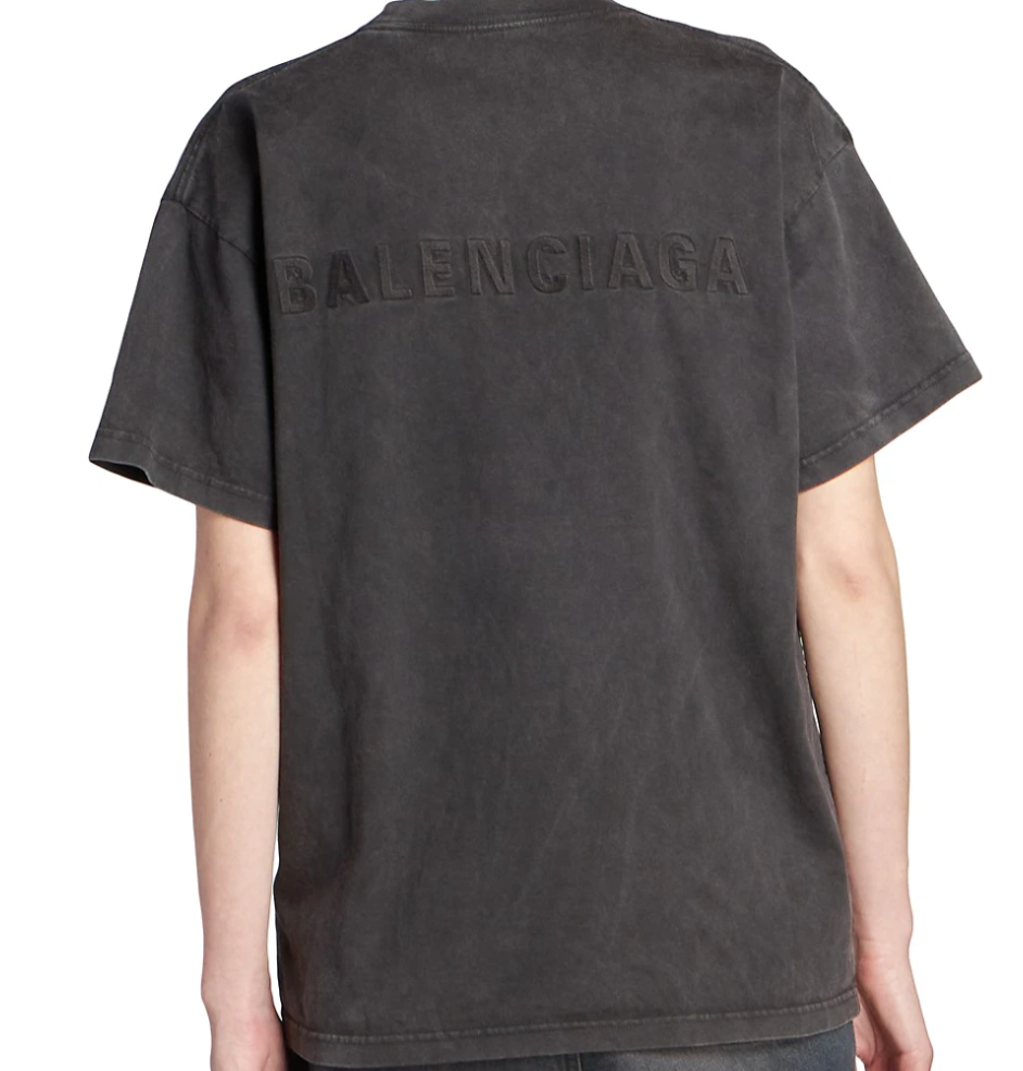 Balenciaga Black Embroidered Logo T-Shirt (Fits like M-L)
