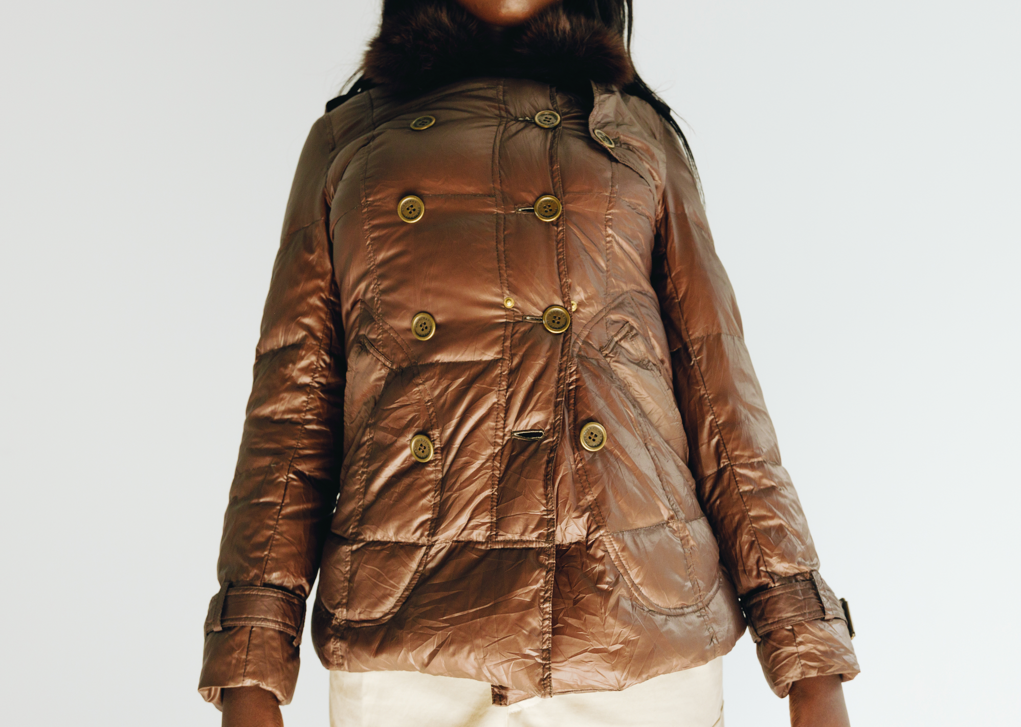 Burberry London Brown Women's Fur Puffer Jacket Size 40