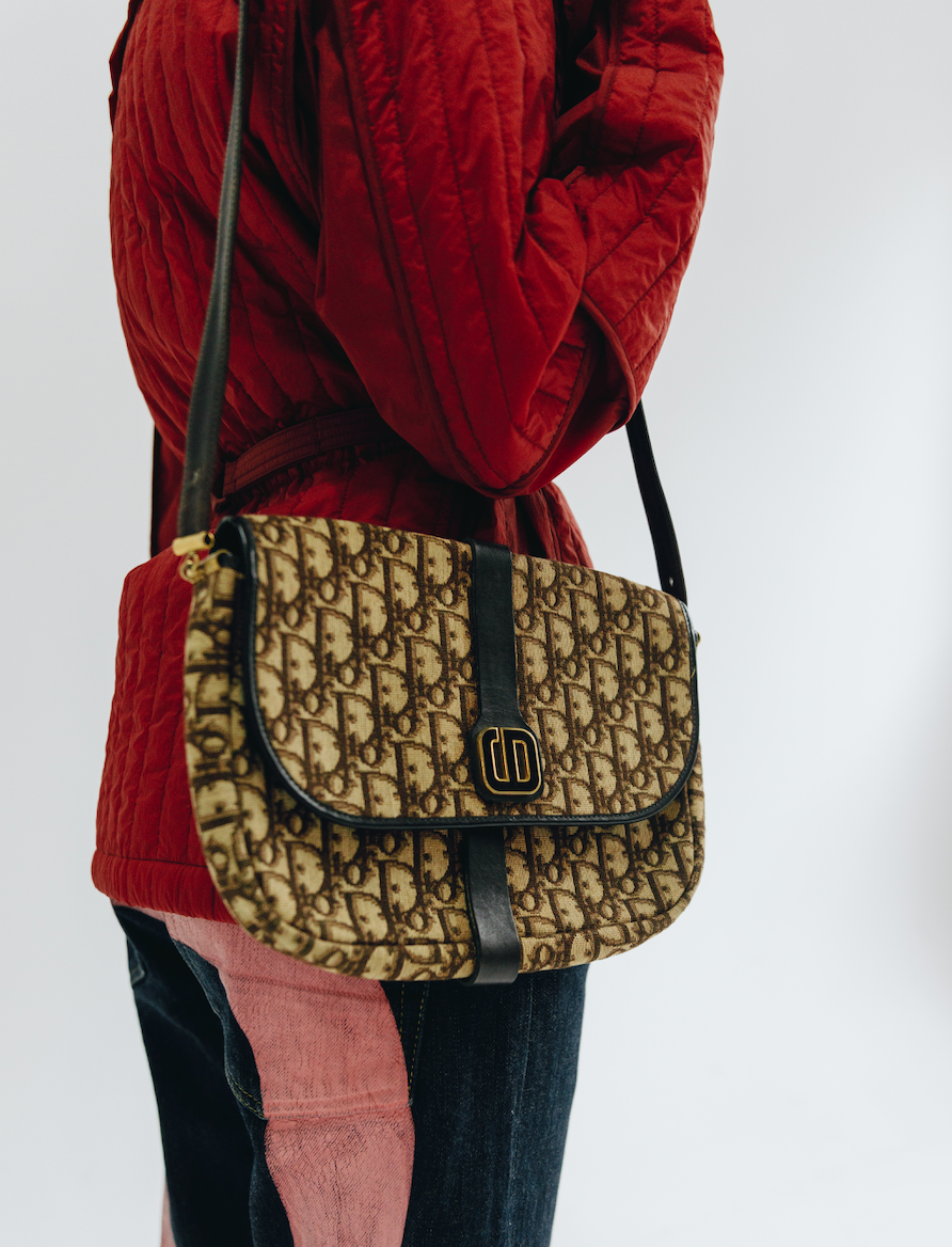 Dior Vintage Shoulder Bag Canvas Trotter Brown