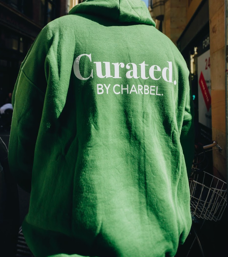 Curated By Charbel Green Logo Hoodie