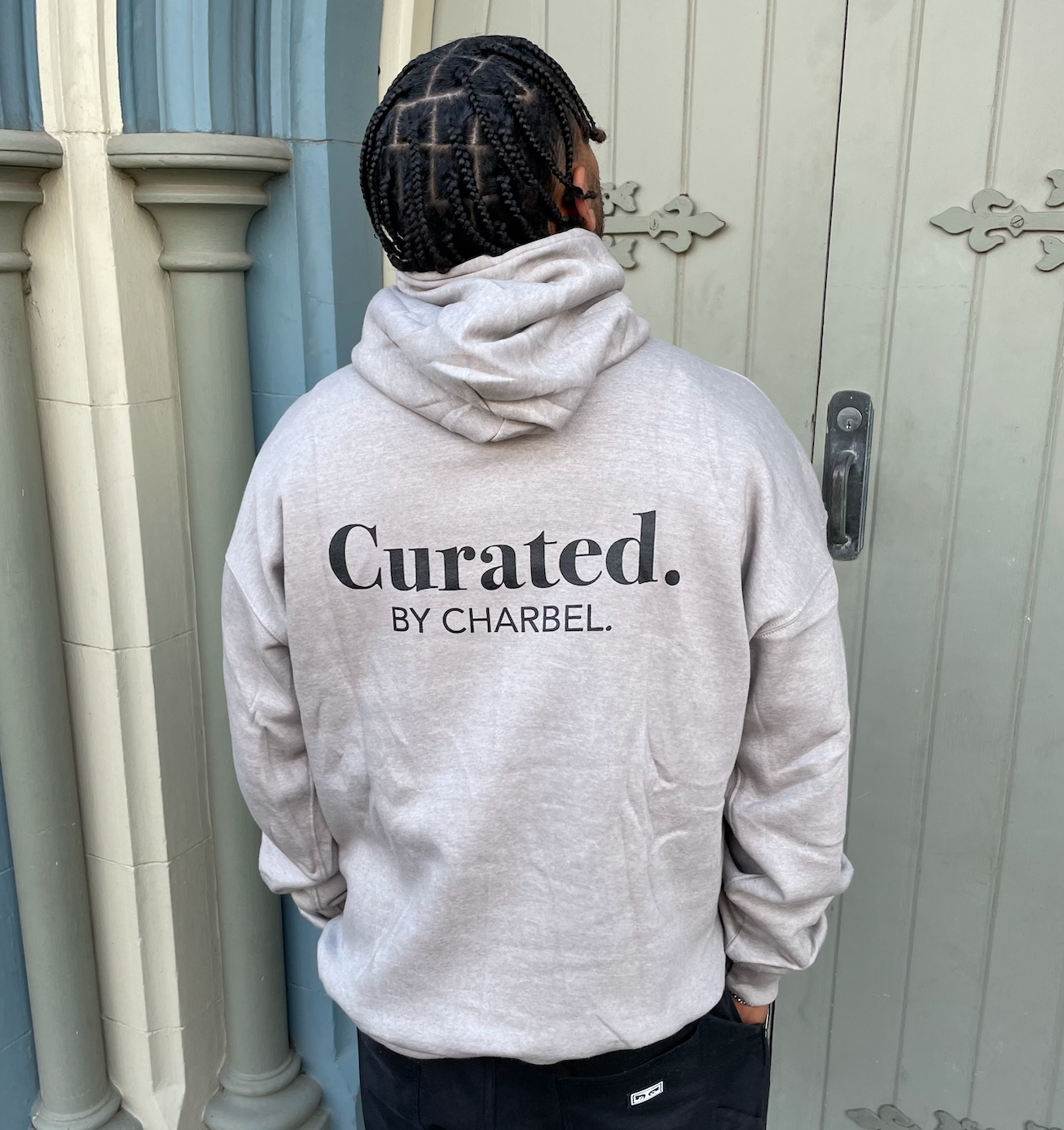 Curated By Charbel Grey Logo Hoodie