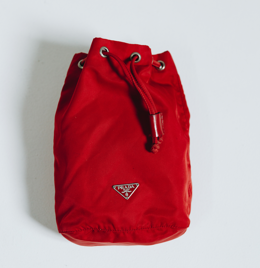 Prada Red Drawstring Vintage Bag / Pouch