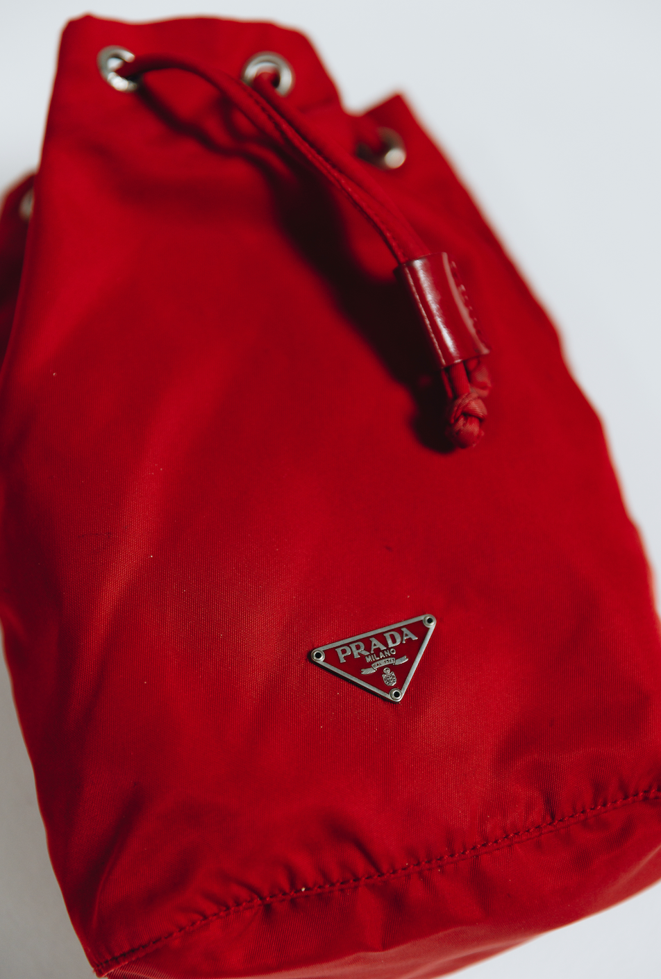Prada Red Drawstring Vintage Bag / Pouch