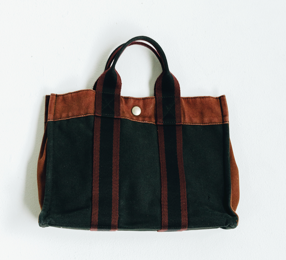 Hermes Fourre Tout Vintage Tote Bag Orange/Black