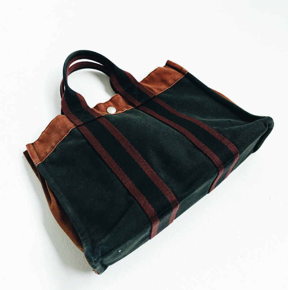 Hermes Fourre Tout Vintage Tote Bag Orange/Black