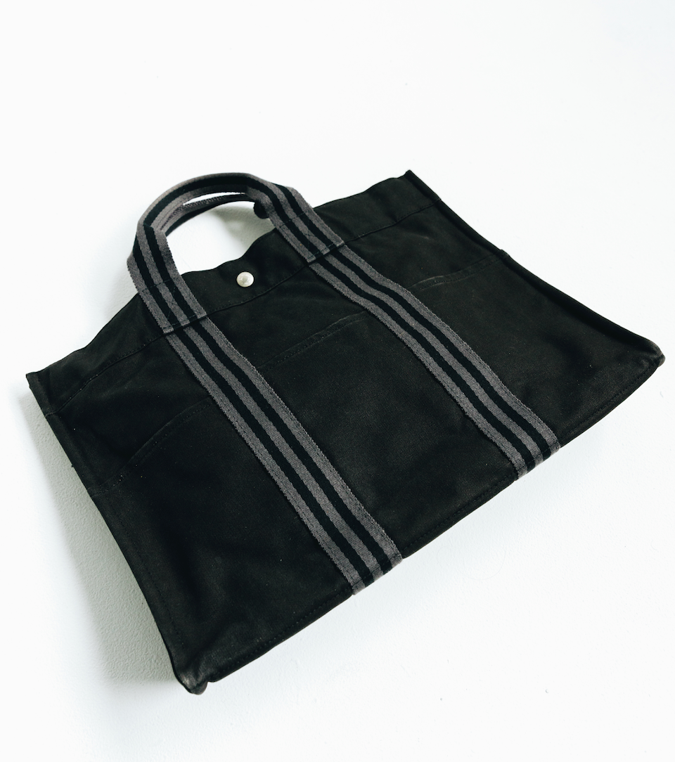 Hermes Fourre Tout Vintage Tote Bag Grey/Black