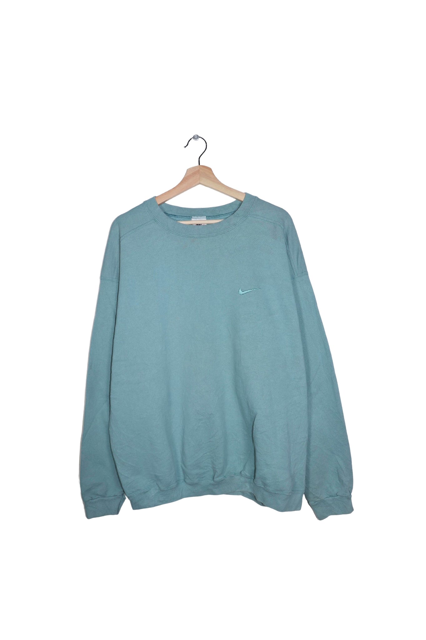 Vintage 90s Nike Embroidered Mini Swoosh Ice Blue Sweatshirt
