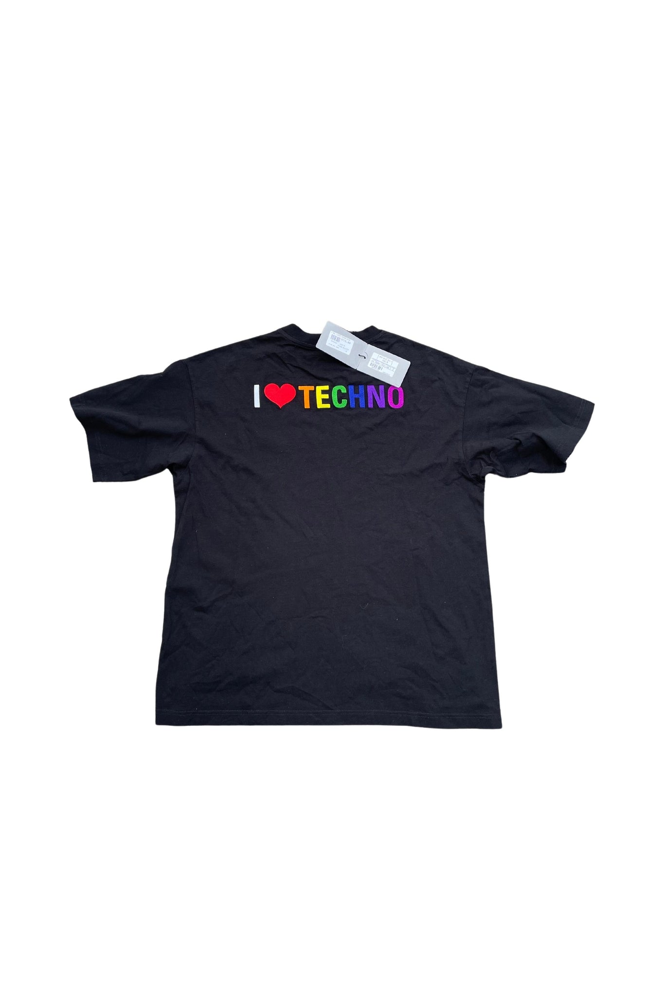 Balenciaga I Love Techno Embroidered Cotton T-Shirt Size S