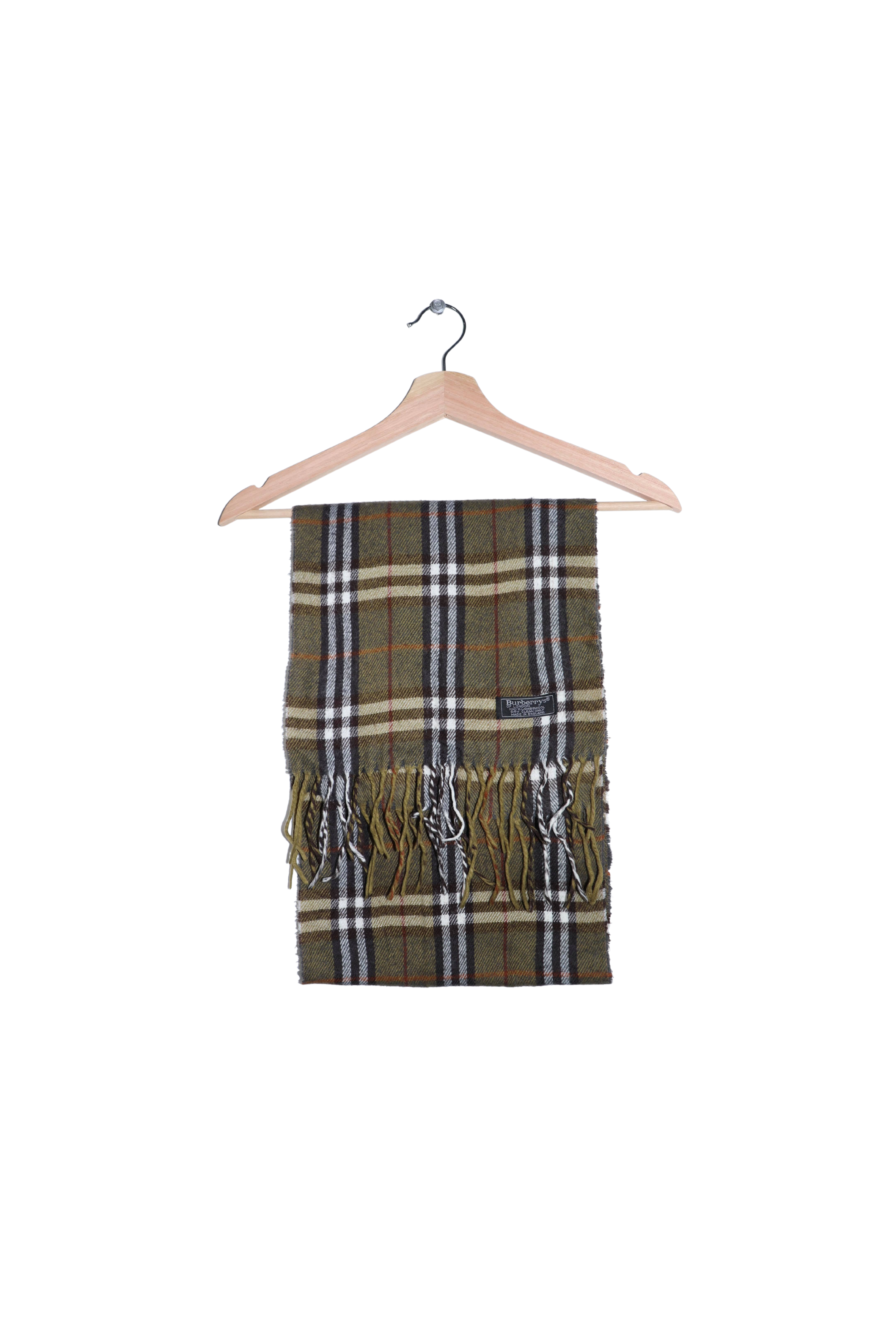 Burberry Olive Green Lambswool Scarf