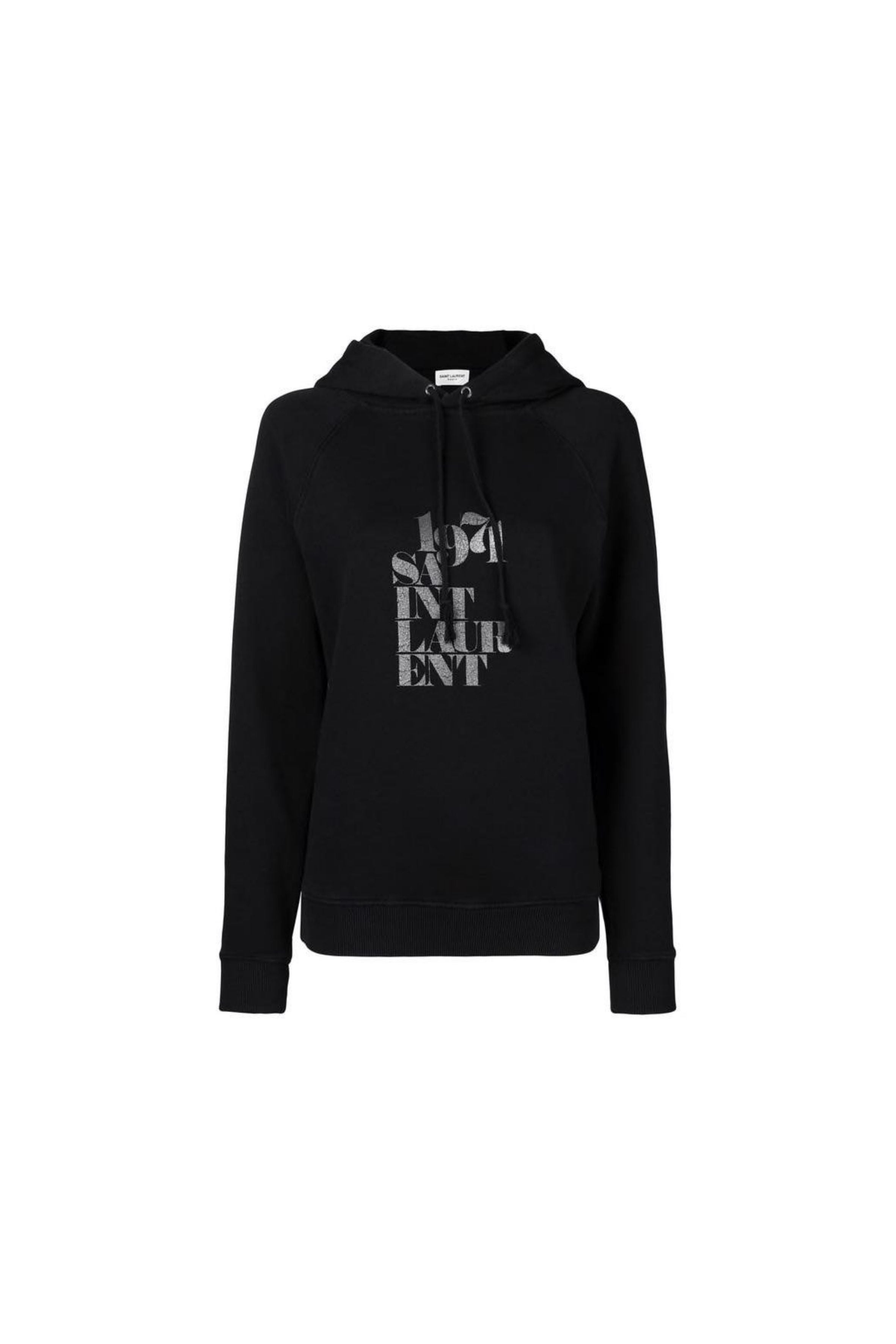 Saint Laurent 1971 Black Logo Print Hoodie