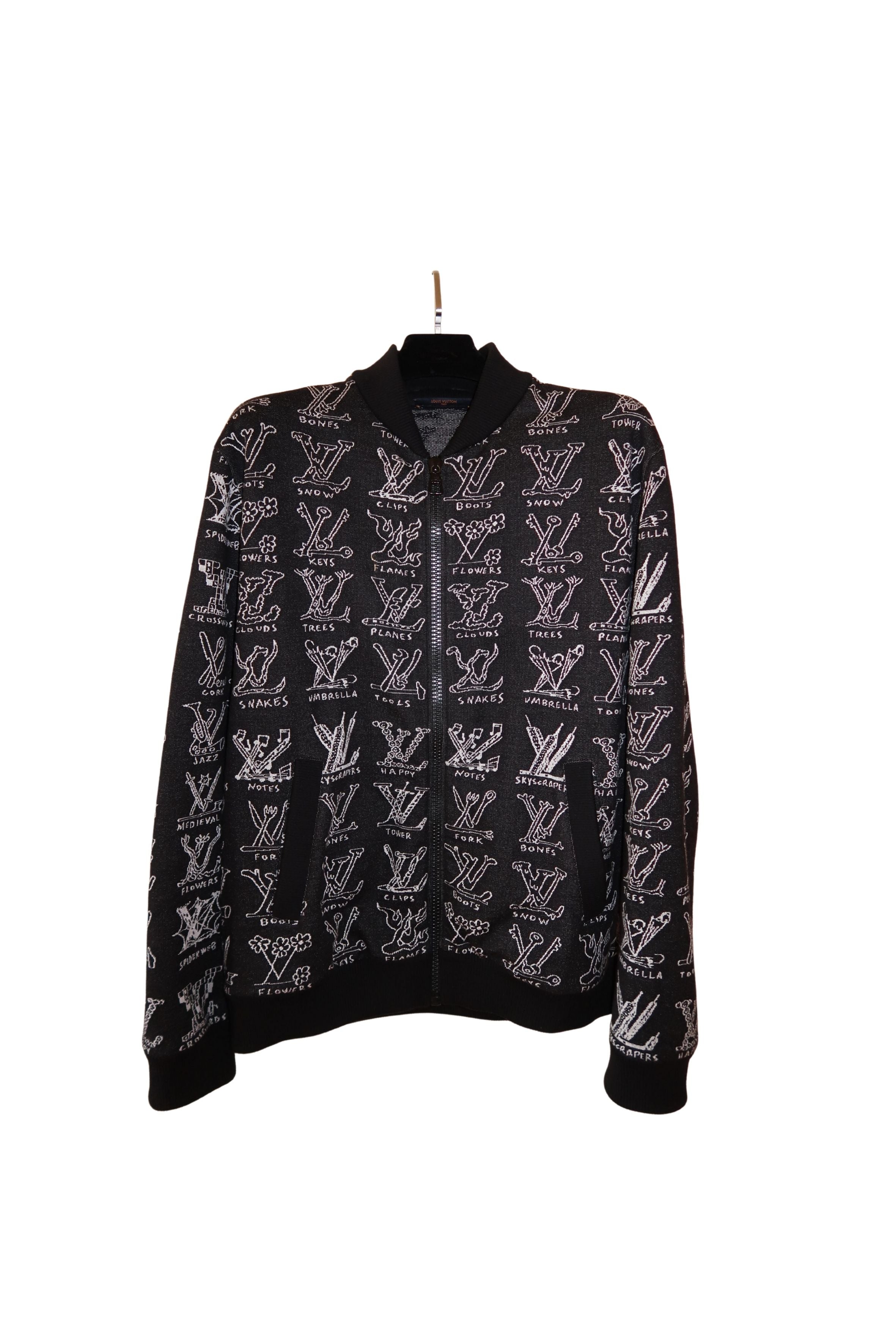 Louis Vuitton Cartoons Jacquard Zipped through Blouson Jacket in Size L