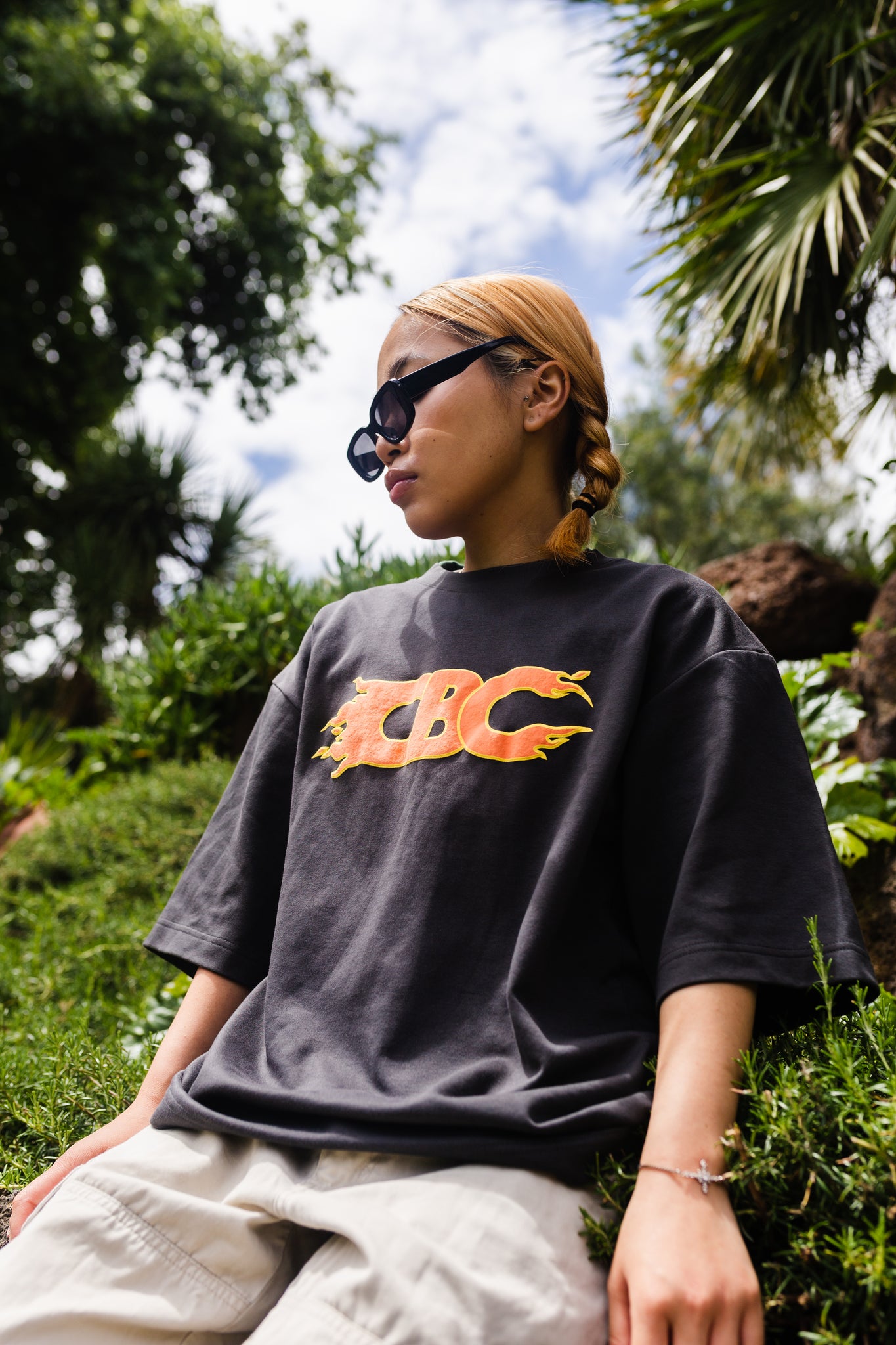 Curated by Charbel Flame Logo Puff Print Tshirt