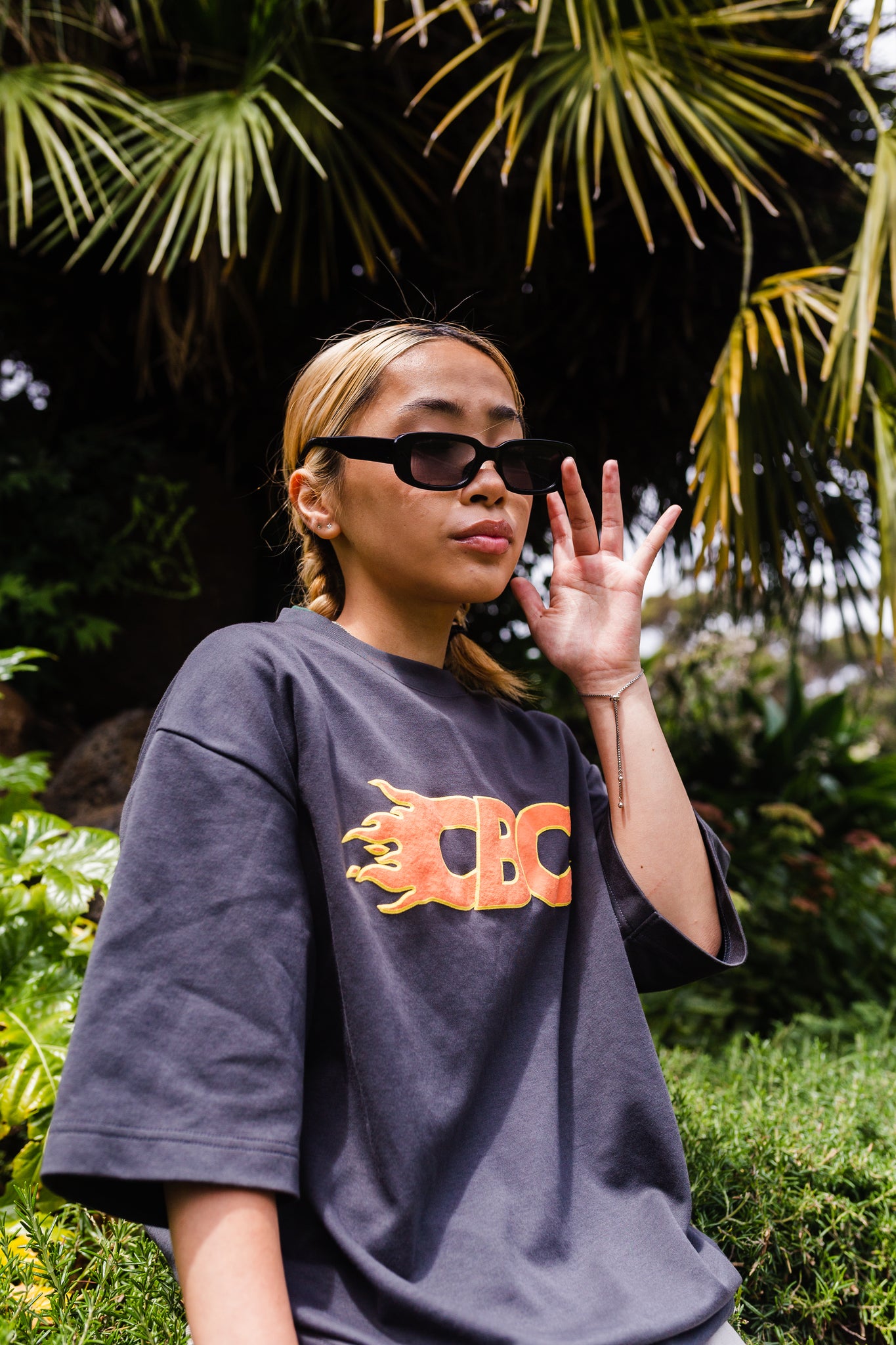 Curated by Charbel Flame Logo Puff Print Tshirt