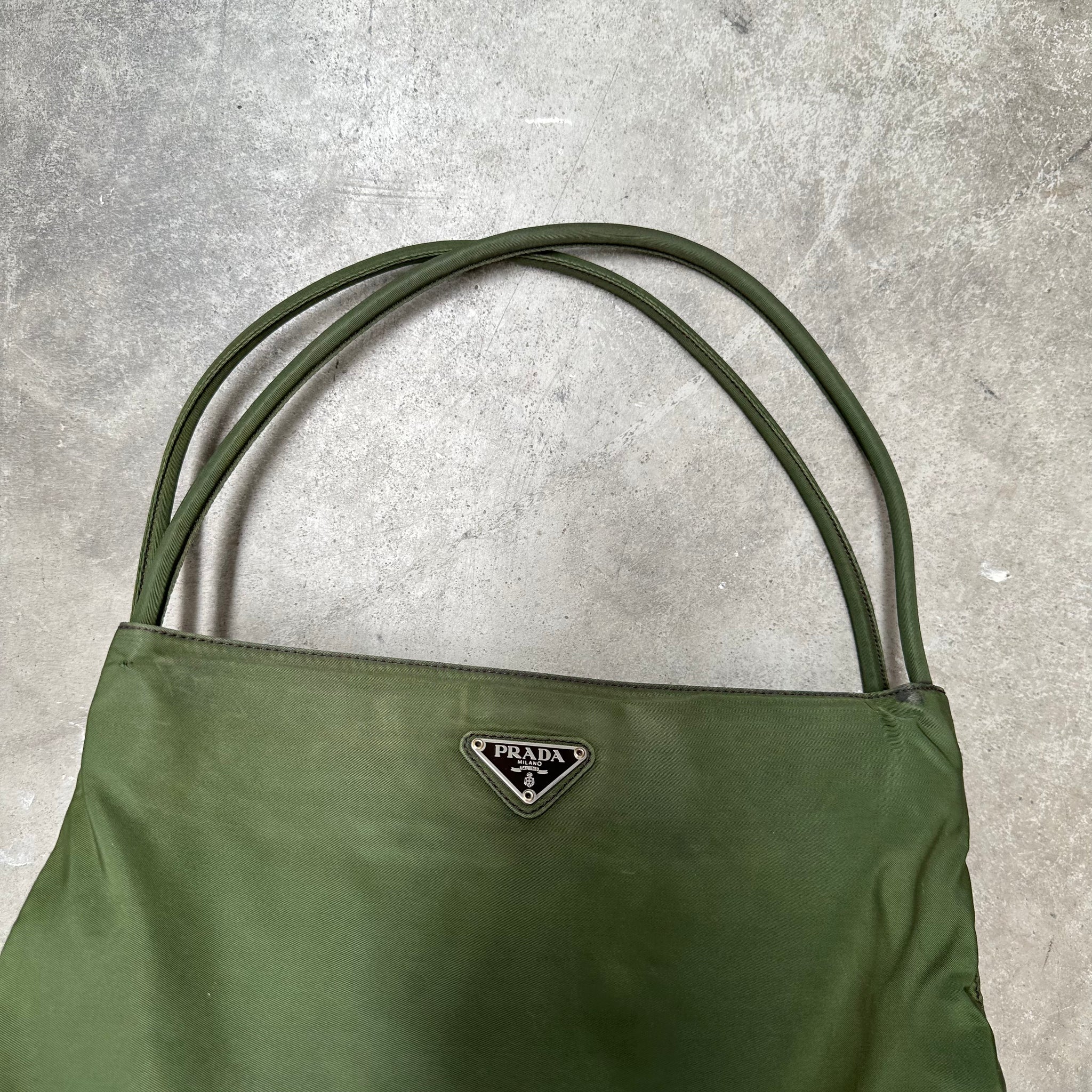 Prada Double Strap Tote Bag Nylon Green