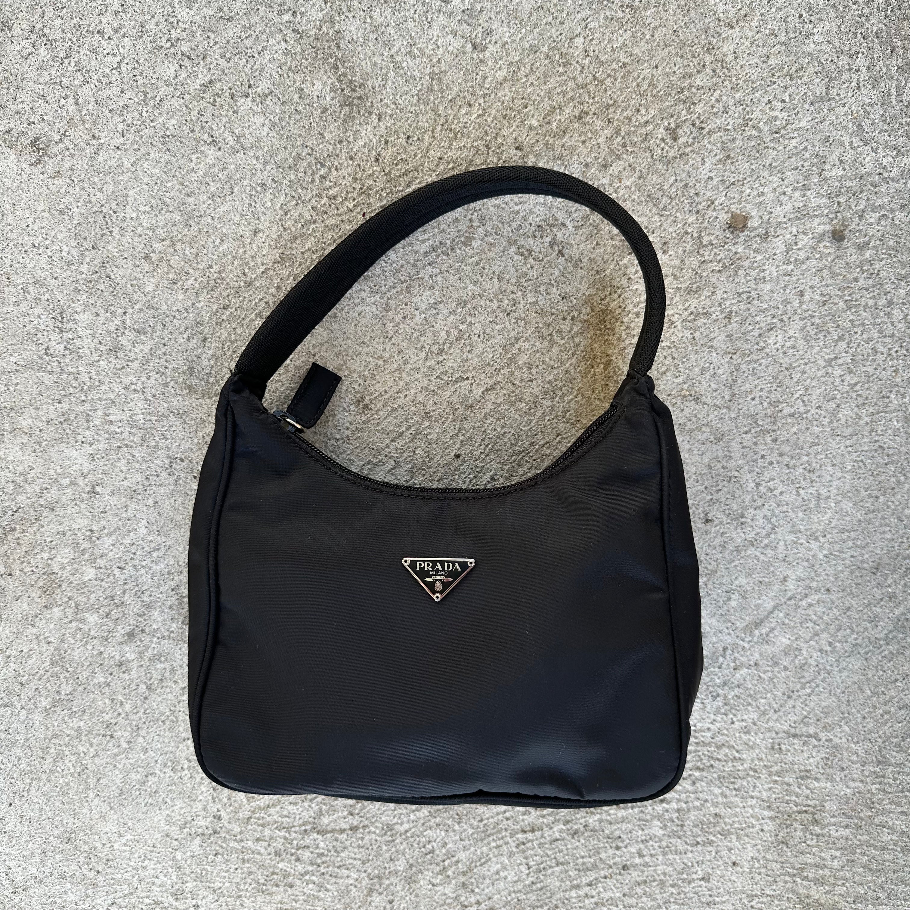 Prada black nylon hobo bag hotsell
