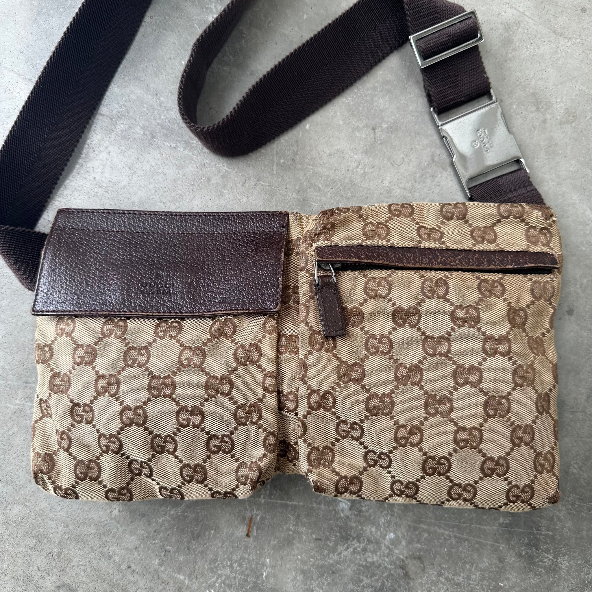 Gucci Waist Bag Canvas Brown