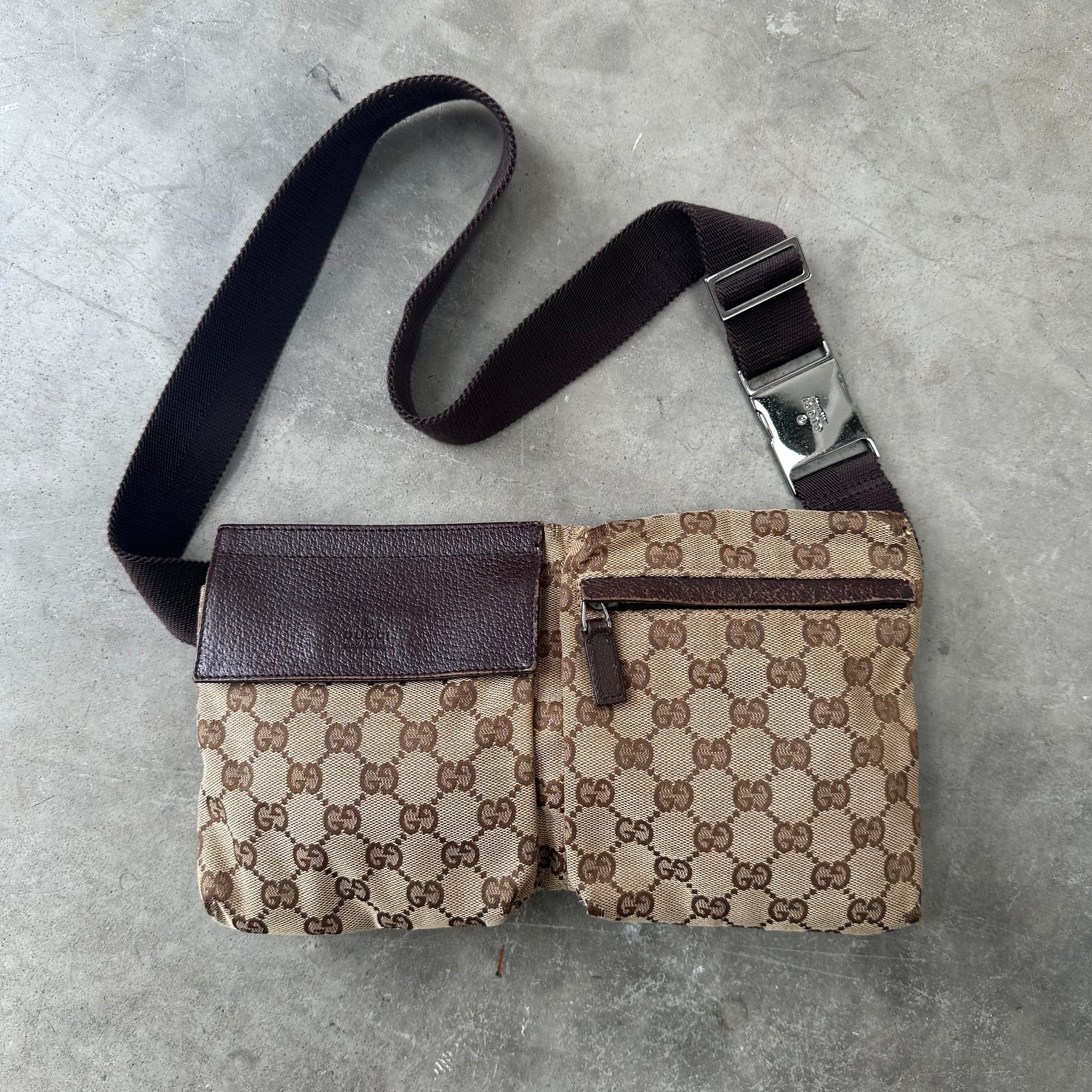 Gucci Waist Bag Canvas Brown